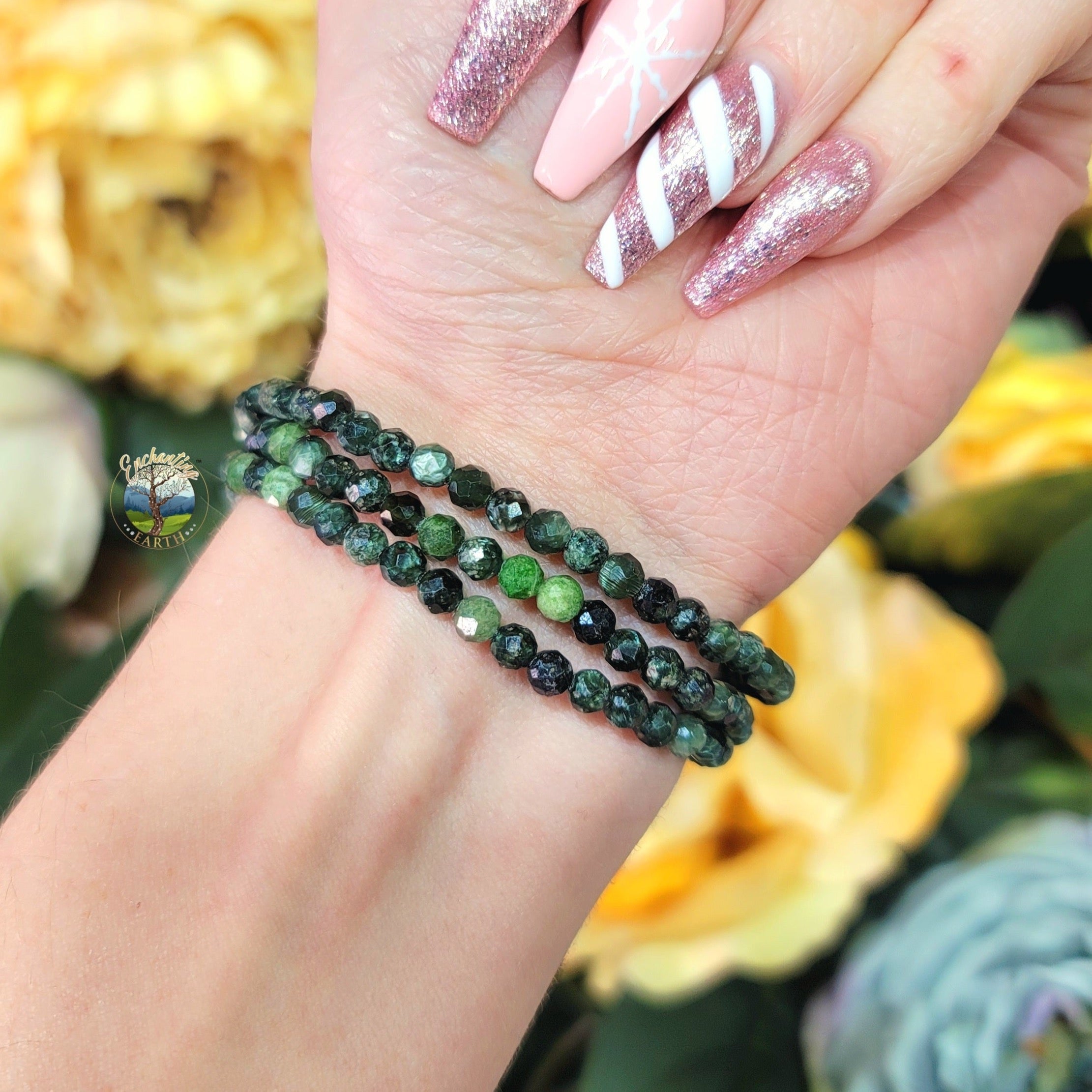Seraphinite Faceted Bracelet for Powerful Healing