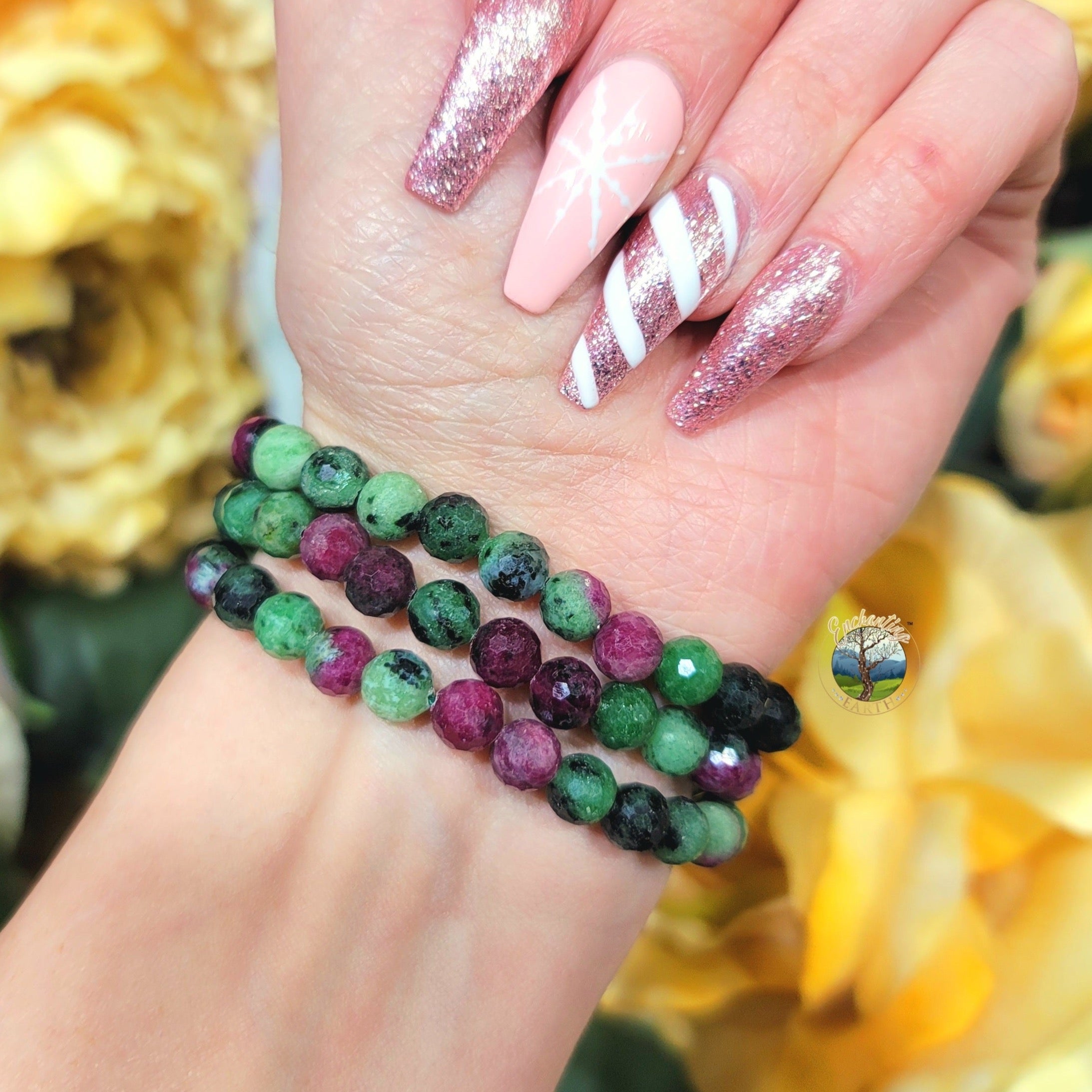 Ruby Zoisite Faceted Bracelet for Abundance, Courage and Passion