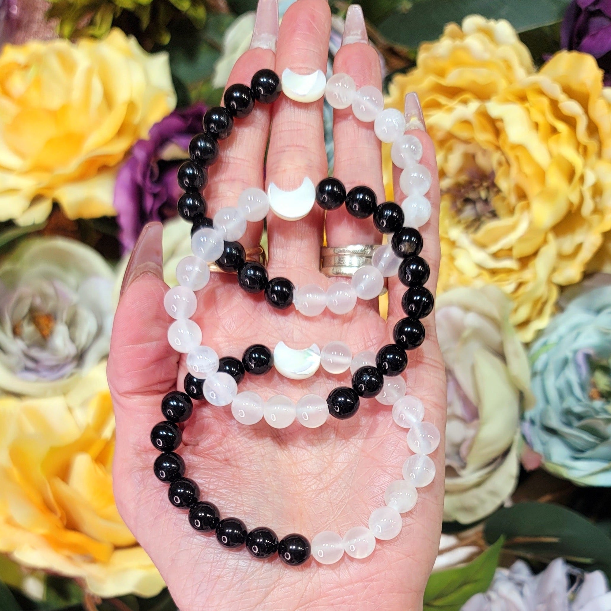 Harmony Bracelet ☯️ Black Tourmaline & Selenite for Meditation, Protection & Purification