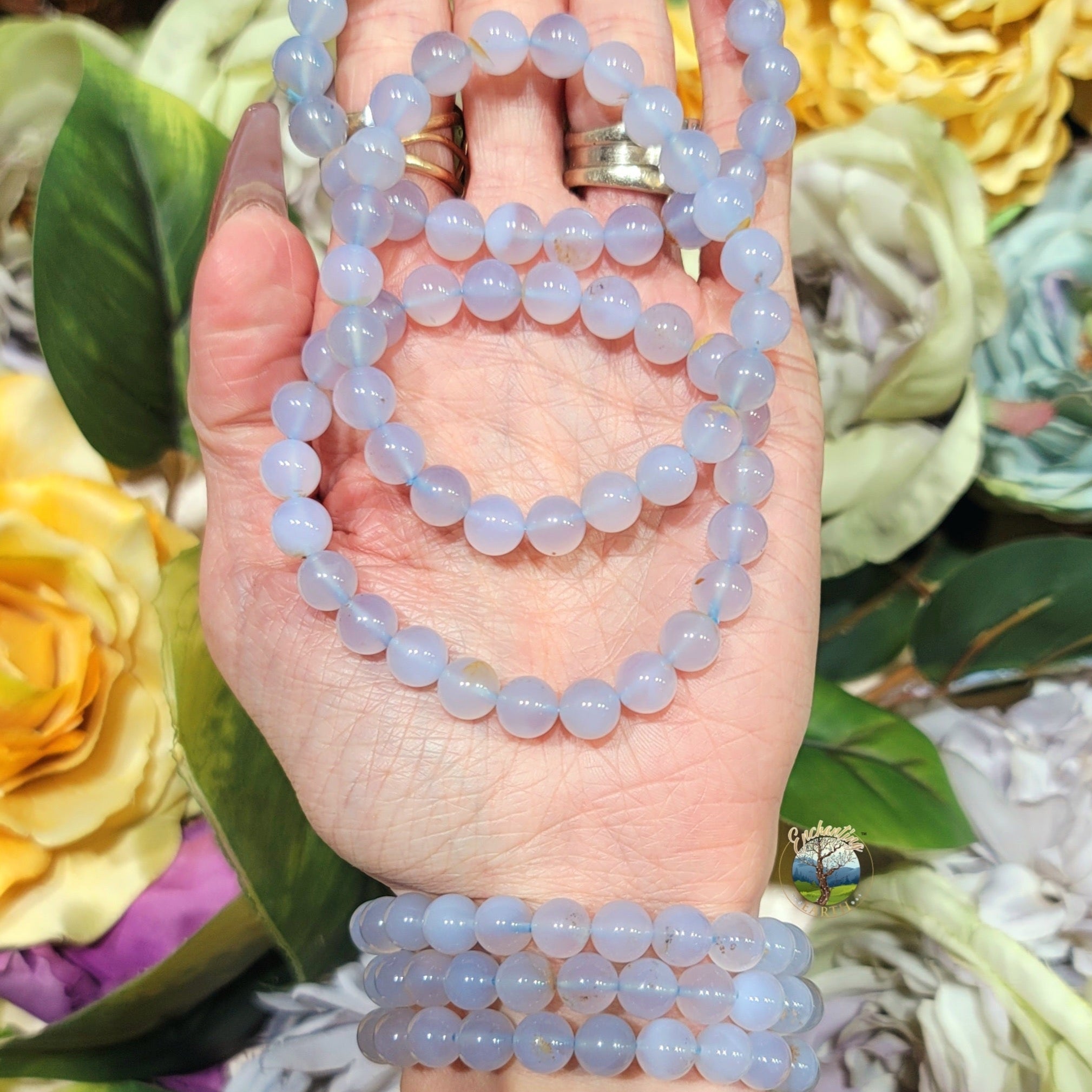 Blue Chalcedony Bracelet for Anxiety and Stress Relief