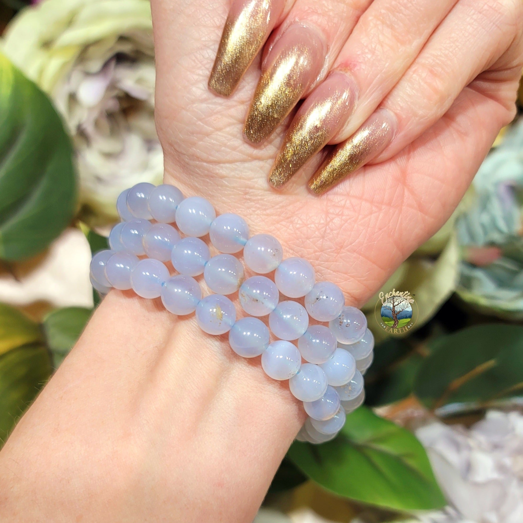 Blue Chalcedony Bracelet for Anxiety and Stress Relief