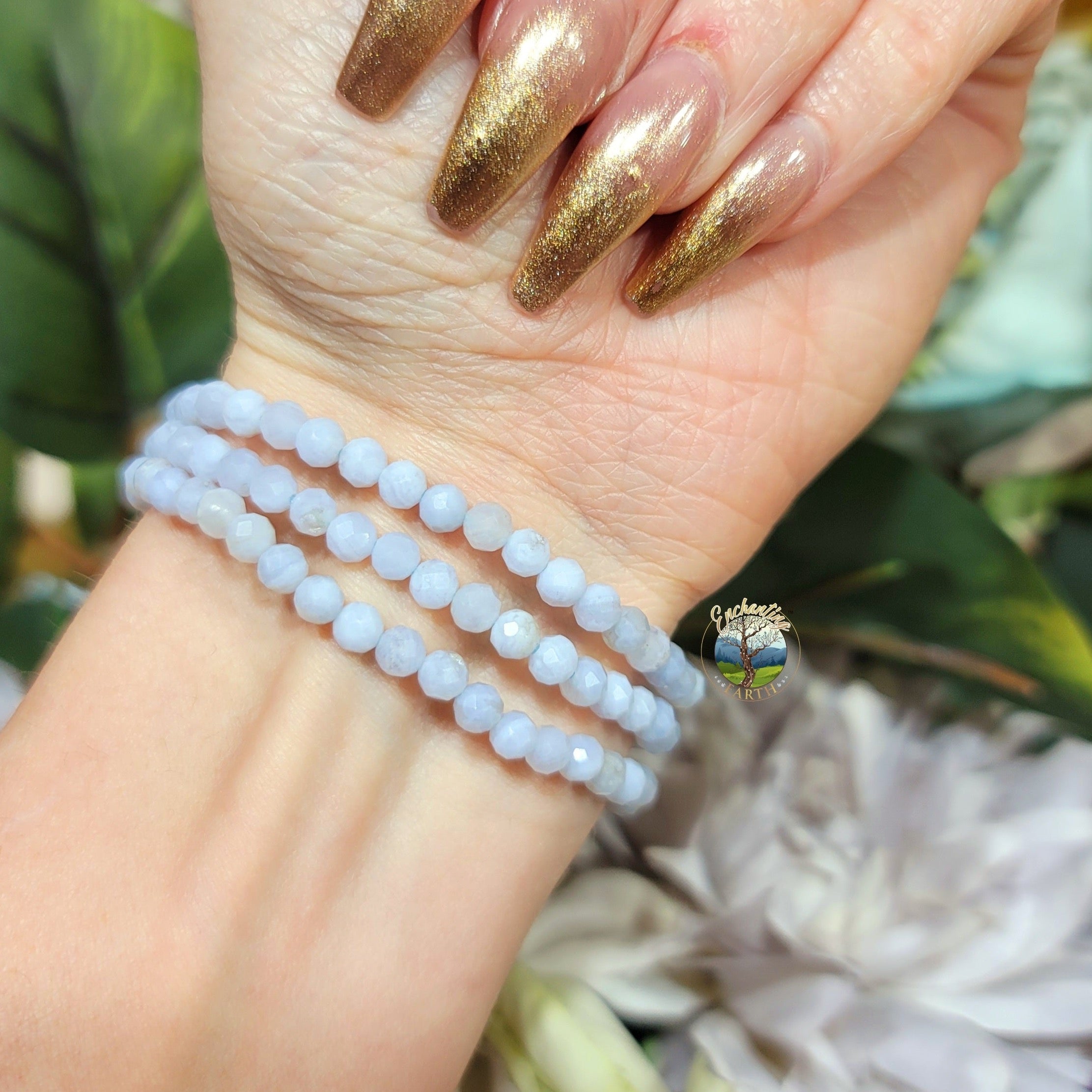 Blue Lace Agate Faceted Bracelet for Confident Communication