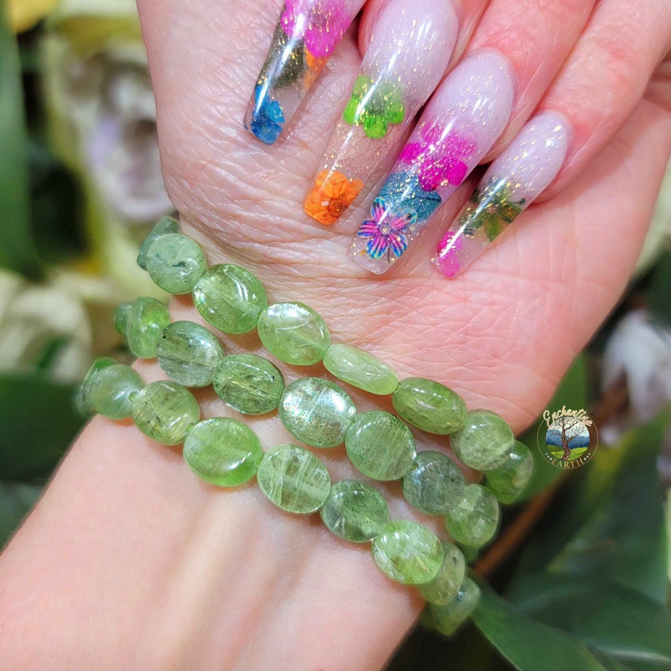 Green Kyanite Bracelet for Alignment, Balance and Meditation