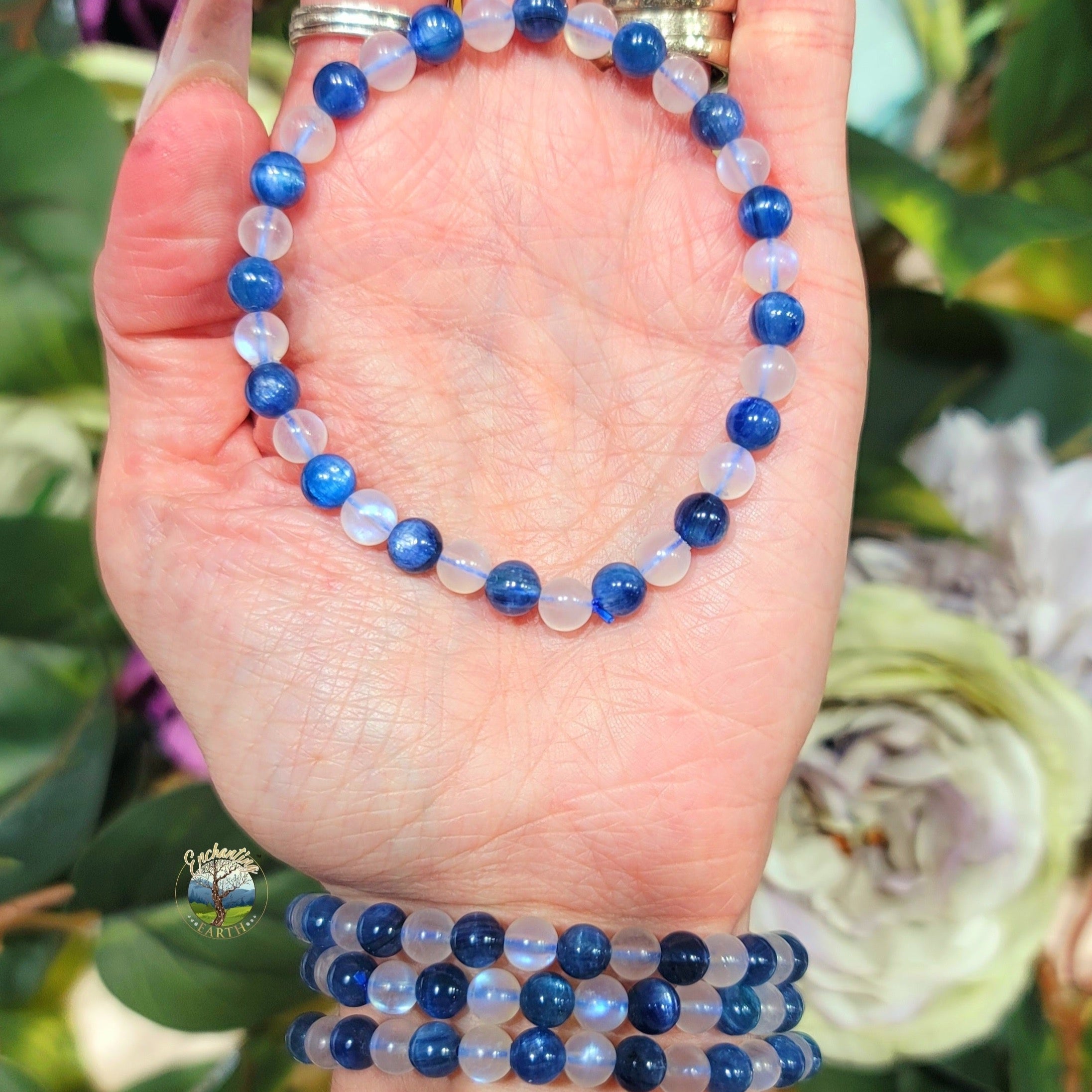 Kyanite and Rainbow Moonstone Bracelet for Clarity and New Beginnings