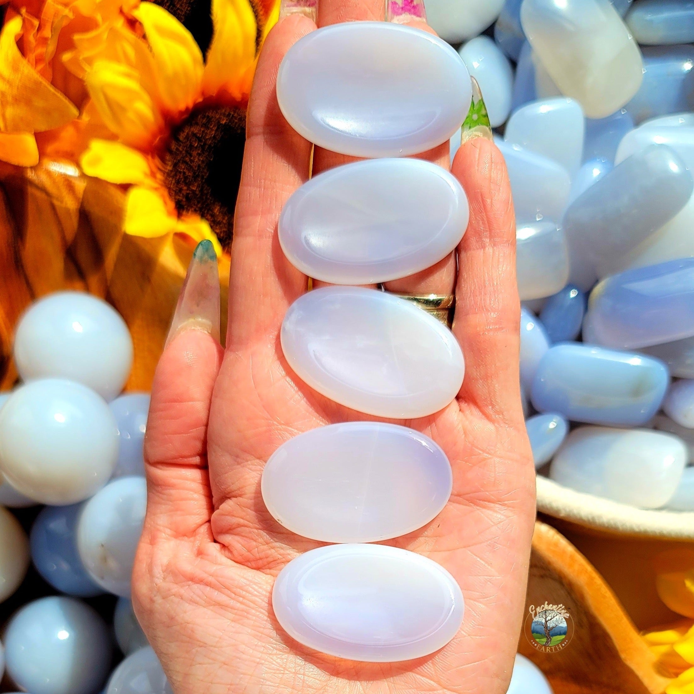 Blue Chalcedony Worry Stone for Anxiety & Stress Relief