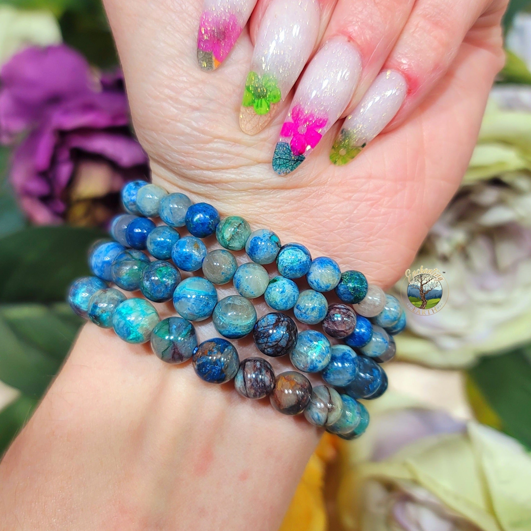 Chrysocolla Plus Four Bracelet for Empowerment, Harmony and Truth