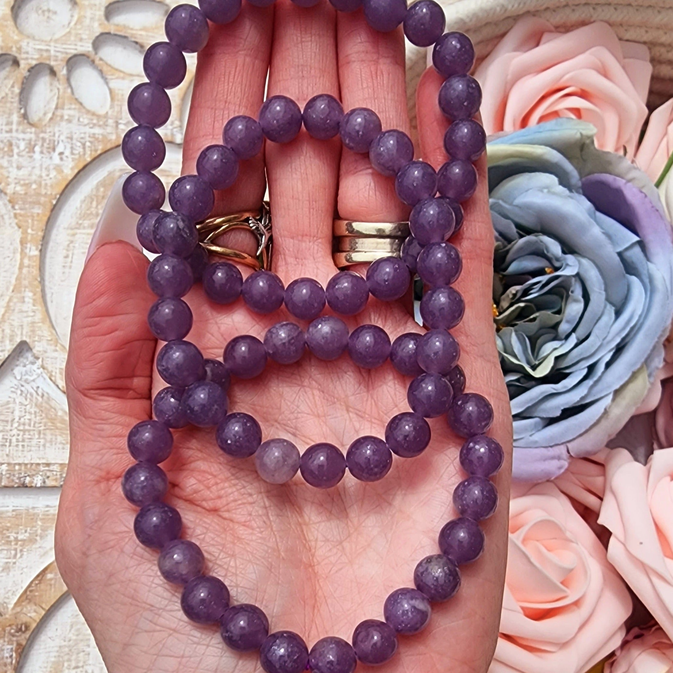 Lavender Lepidolite Bracelet for Anxiety Support, Joy and Stress Relief