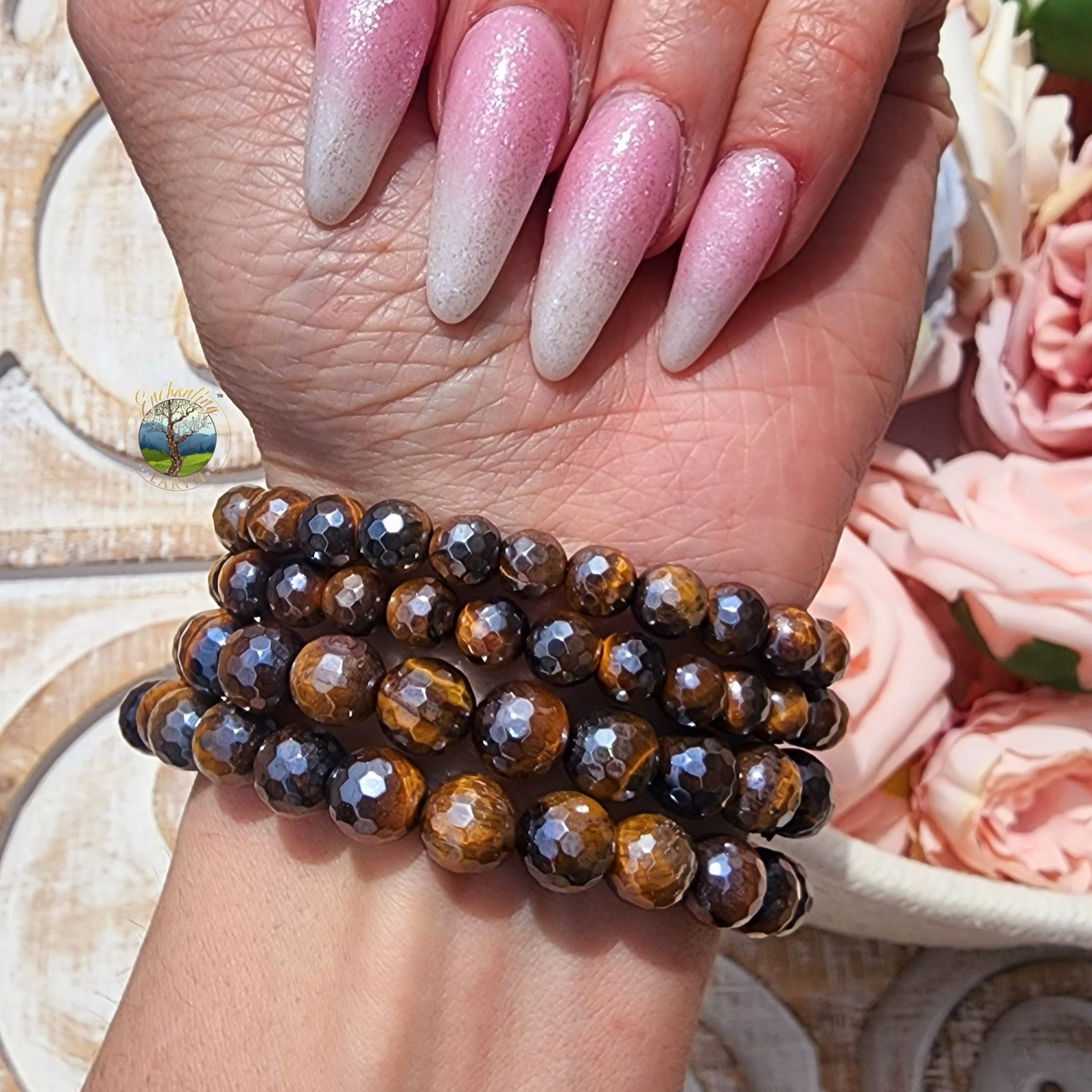 Aura Tiger Eye Faceted Bracelet for Courage and Strength