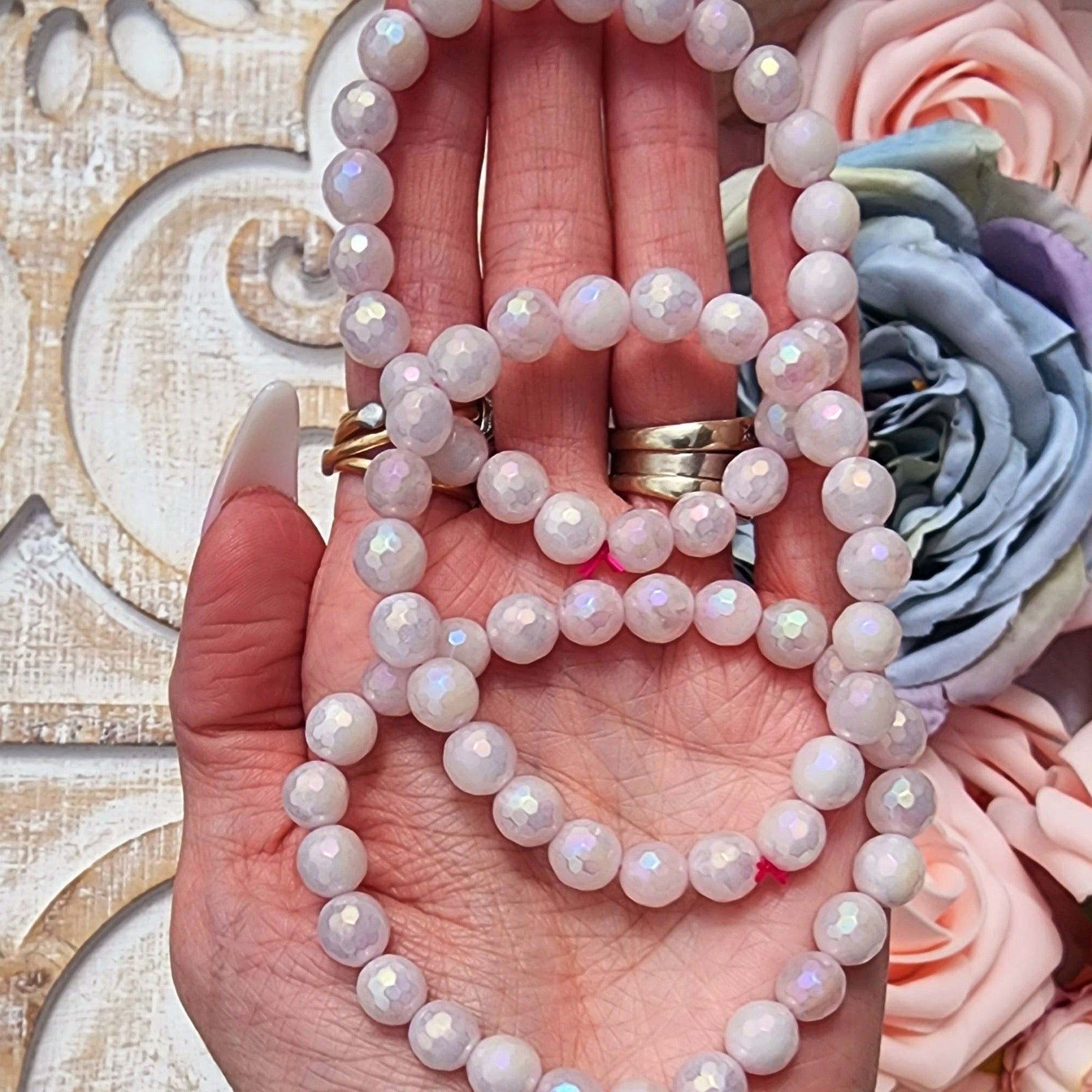 Aura Rose Quartz Faceted Bracelet for Opening Your Heart to Love