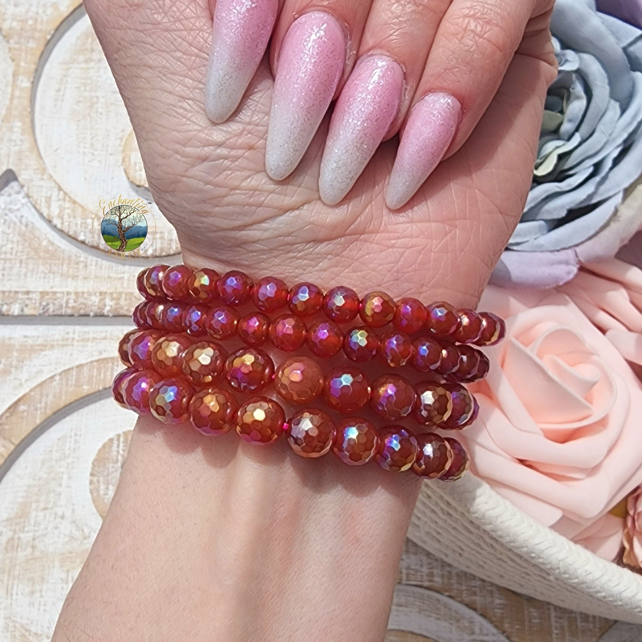 Aura Carnelian Faceted Bracelet for Embracing Your Inner Fire