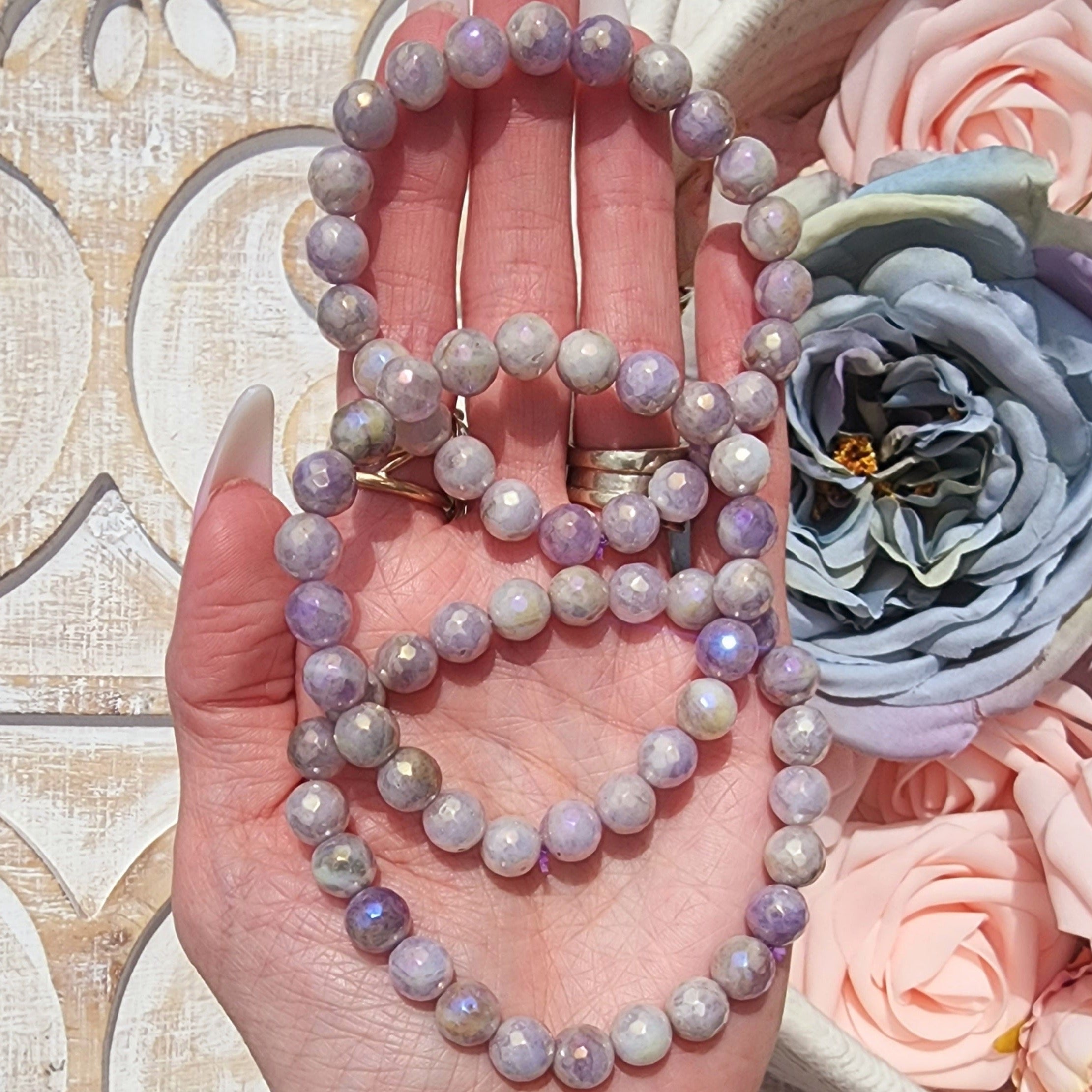 Aura Amethyst Faceted Bracelet for Intuition, Connection with the Divine and Sobriety
