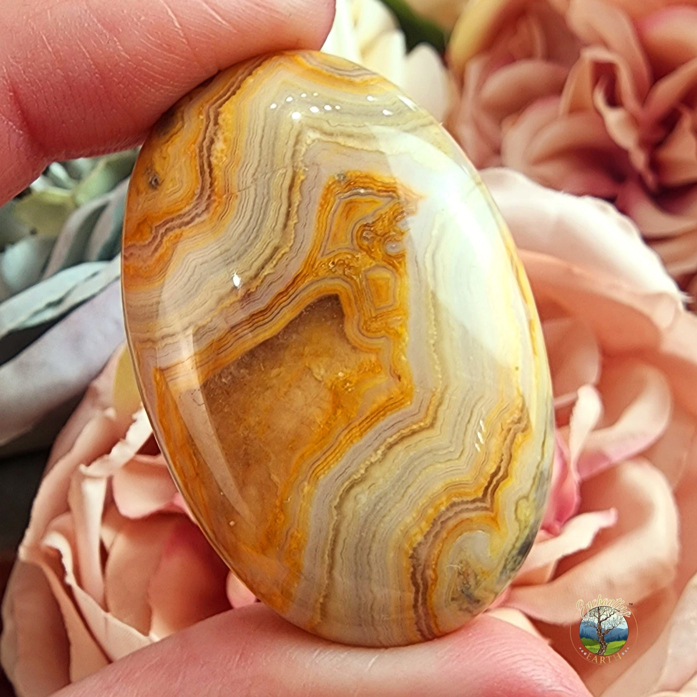Crazy Lace Agate Palm Stone for Creativity, Joy and Optimism
