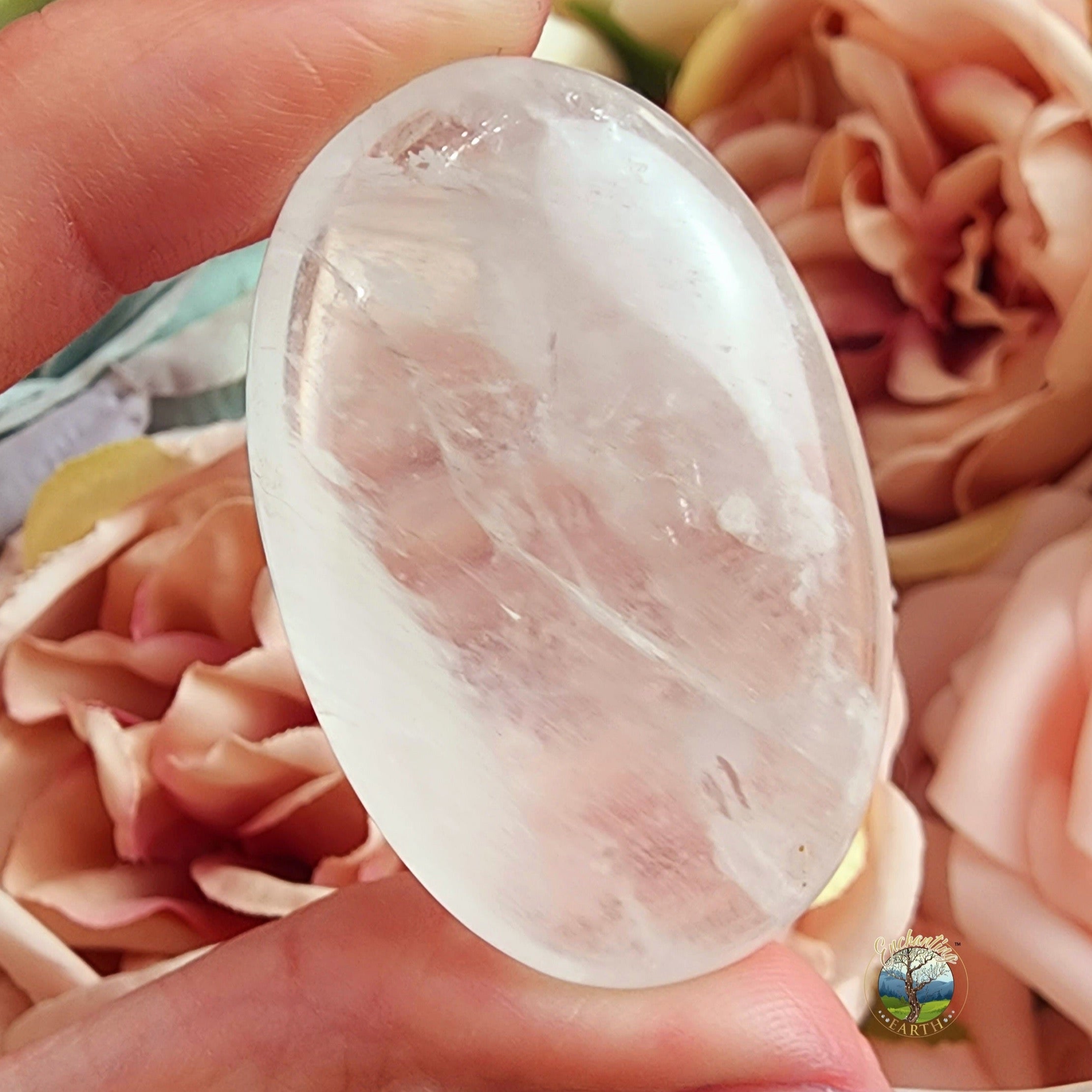 Clear Quartz Palm Stone for Amplification, Healing and Manifesting
