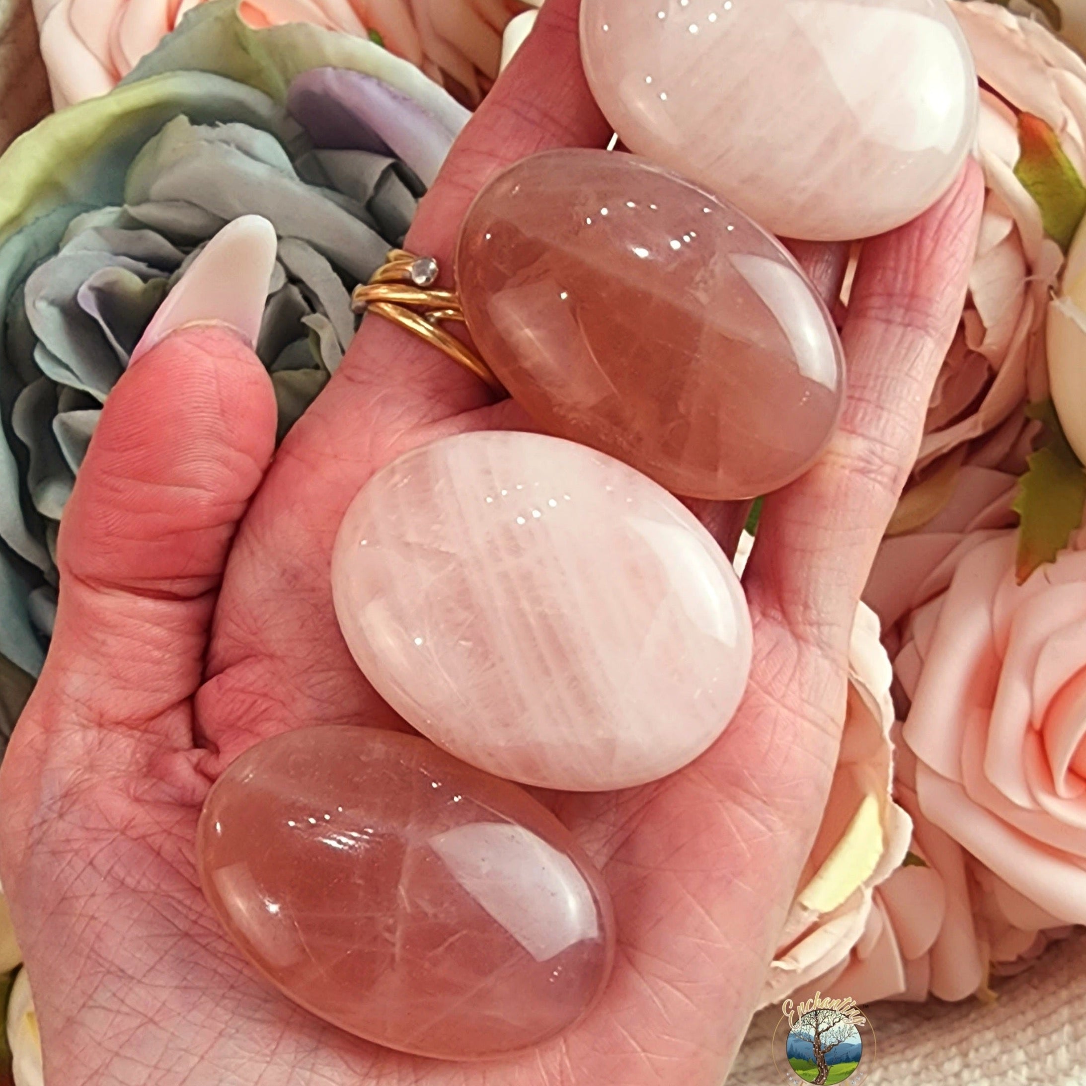Rose Quartz Palm for Compassion, Healing Trauma and Opening Heart to Love