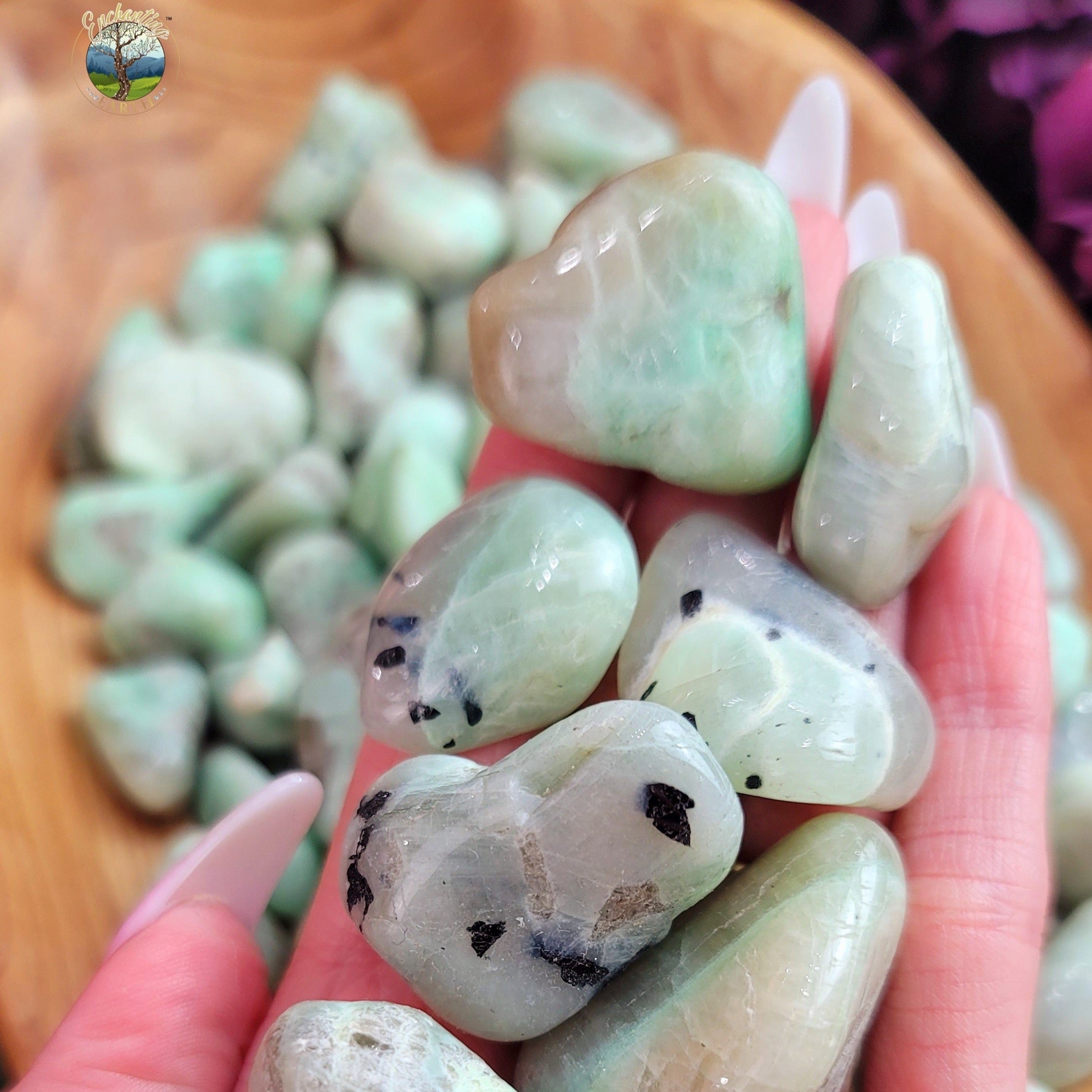 Green Moonstone Garnerite (A Grade) Tumble for Emotional Balance, Harmony and Protection