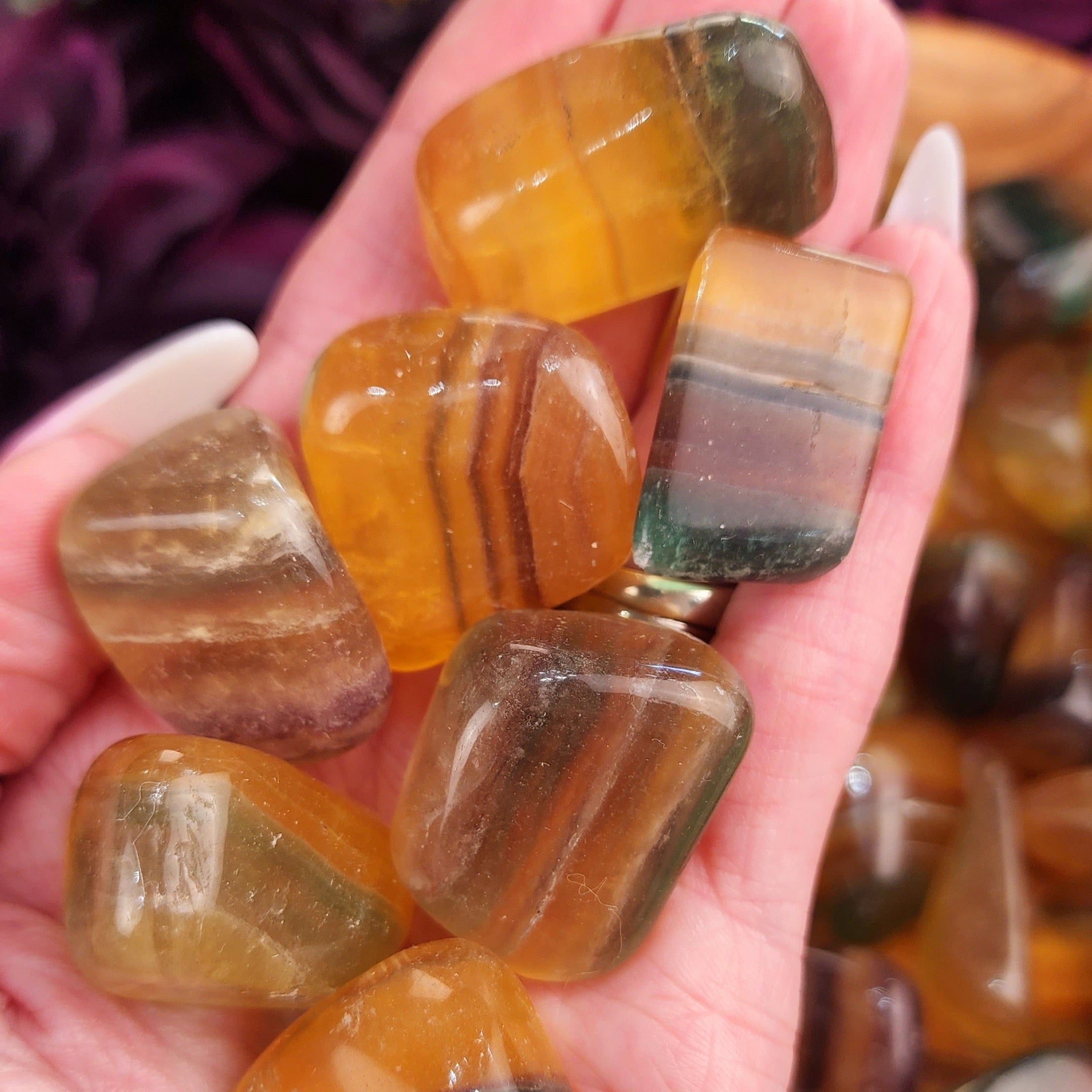 Yellow Multi Fluorite Tumble for Focus, Learning and Memorization