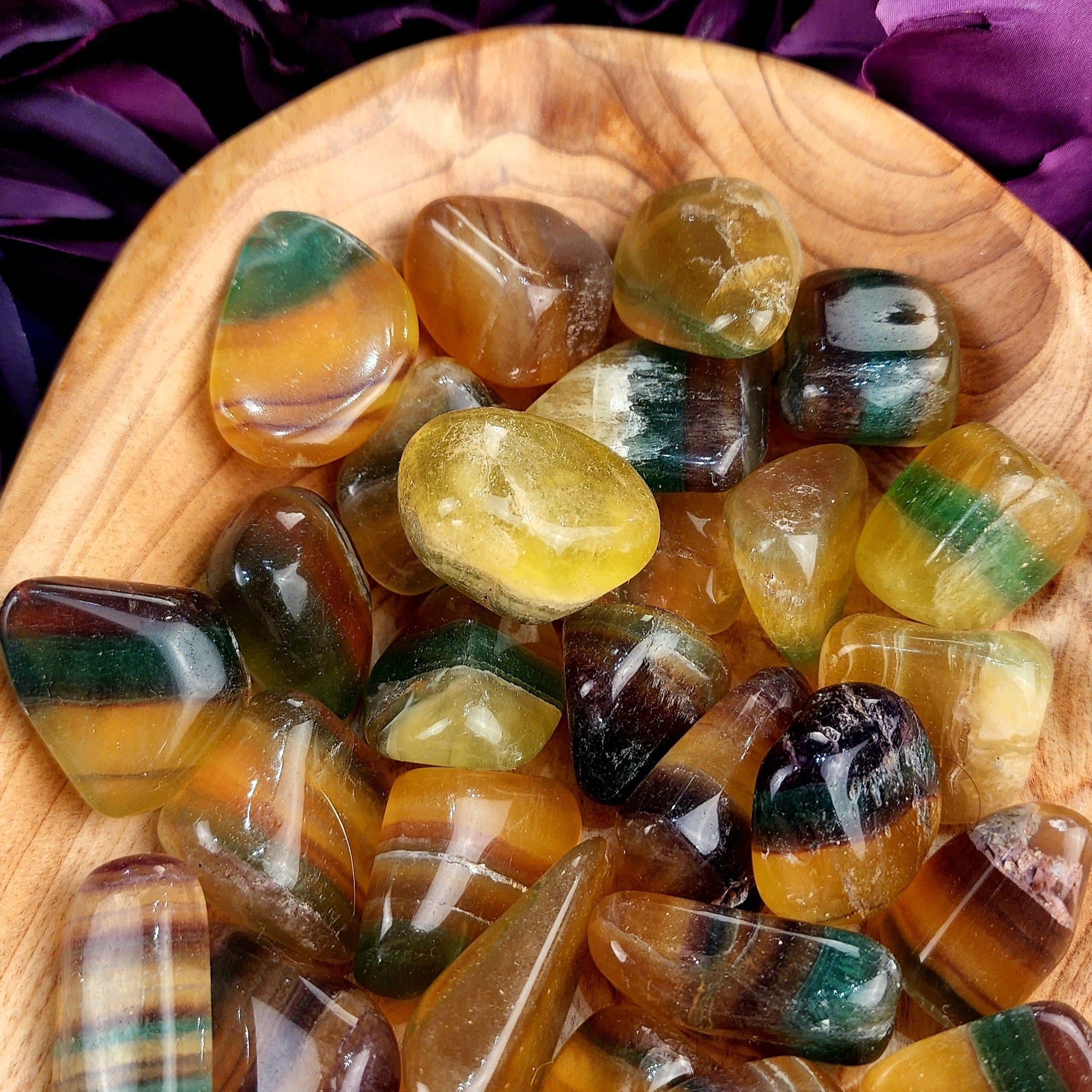 Yellow Multi Fluorite Tumble for Focus, Learning and Memorization