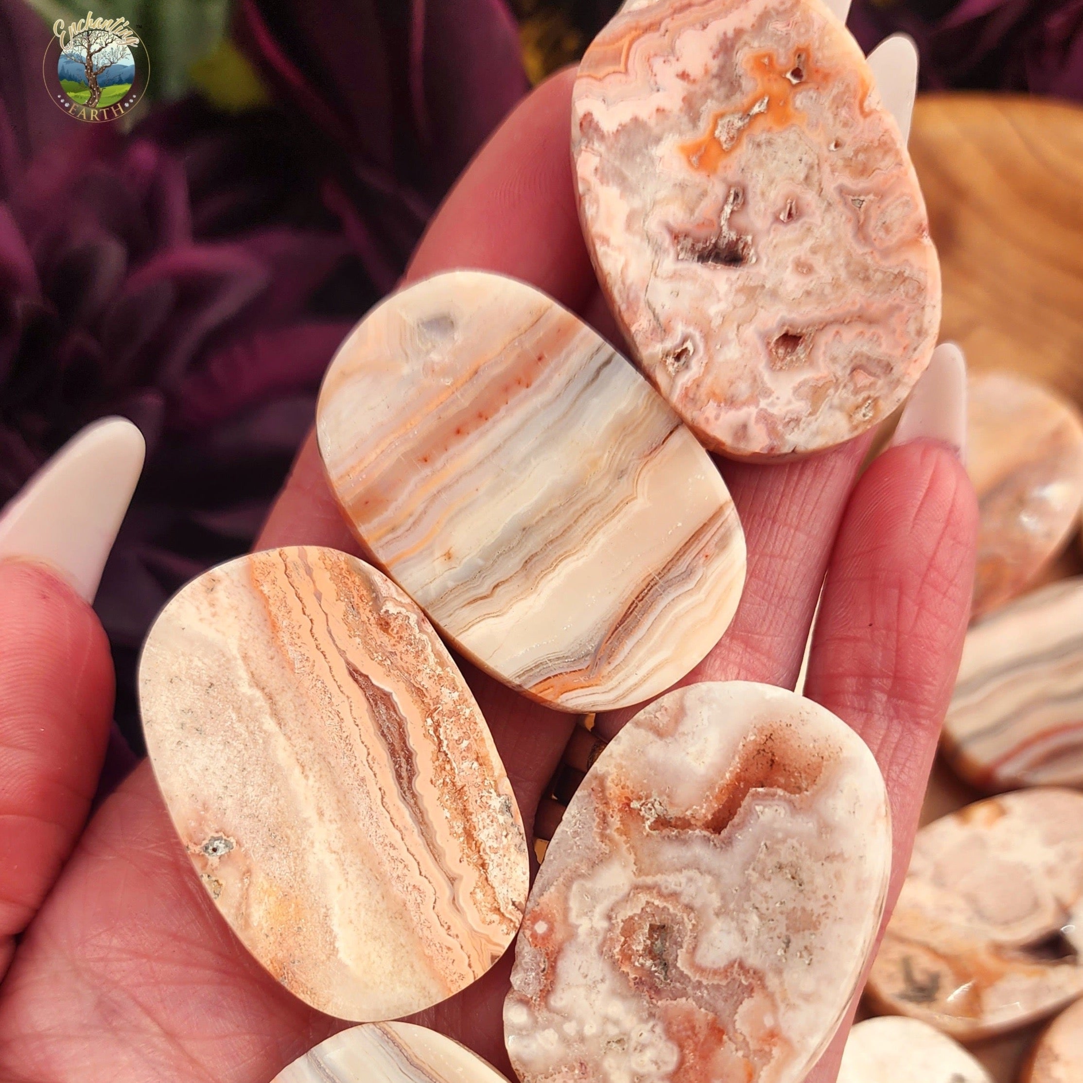 Red Lace Agate Worry Stone for Creative Manifestation