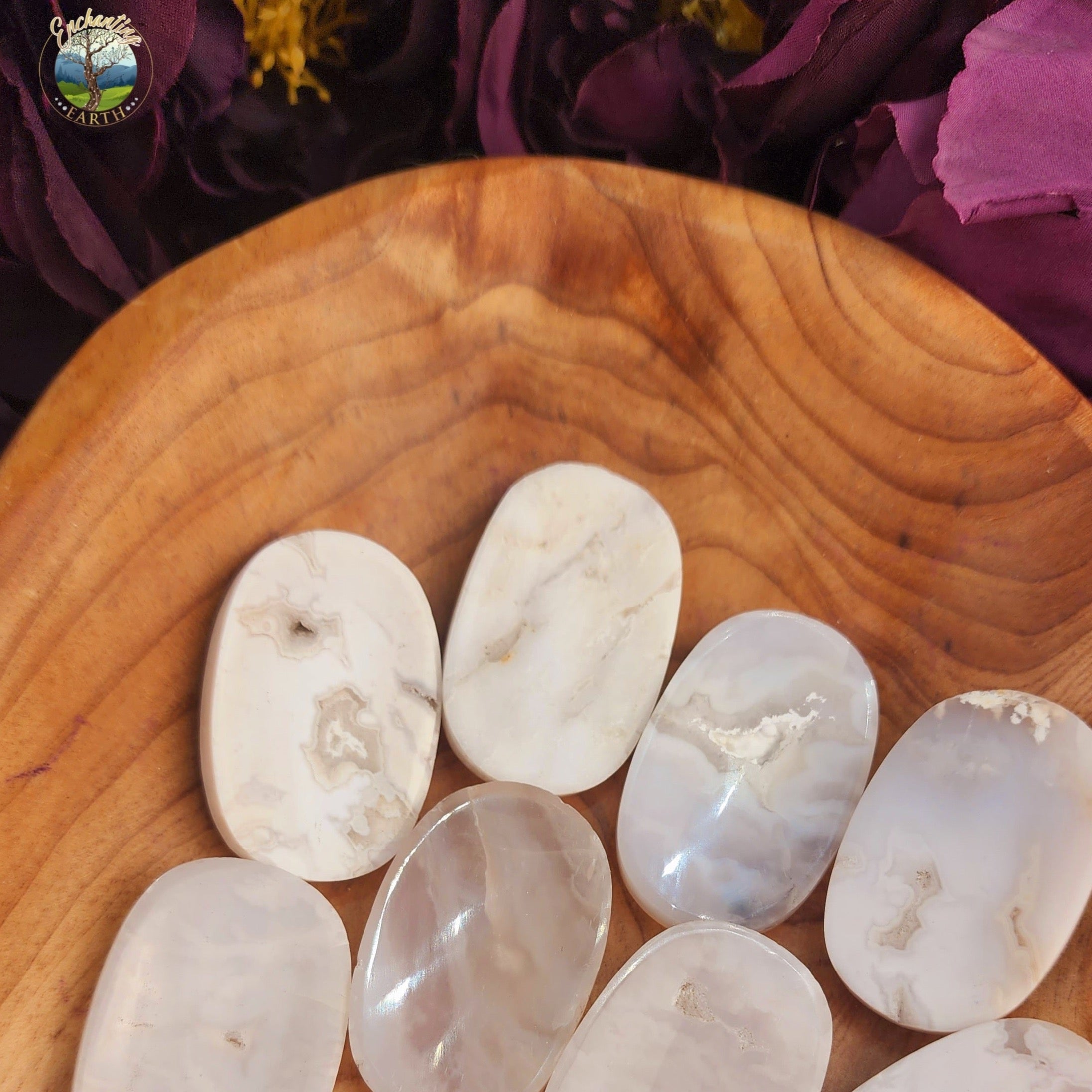 White Plume Agate Worry Stone for Decision Making and Peace