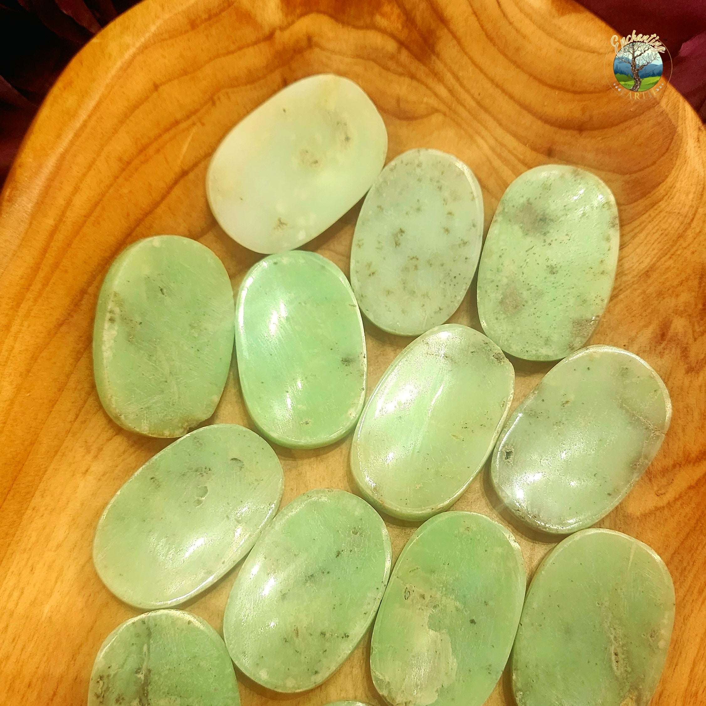 Chrysoprase Worry Stone for Healing, Growth and Rebirth
