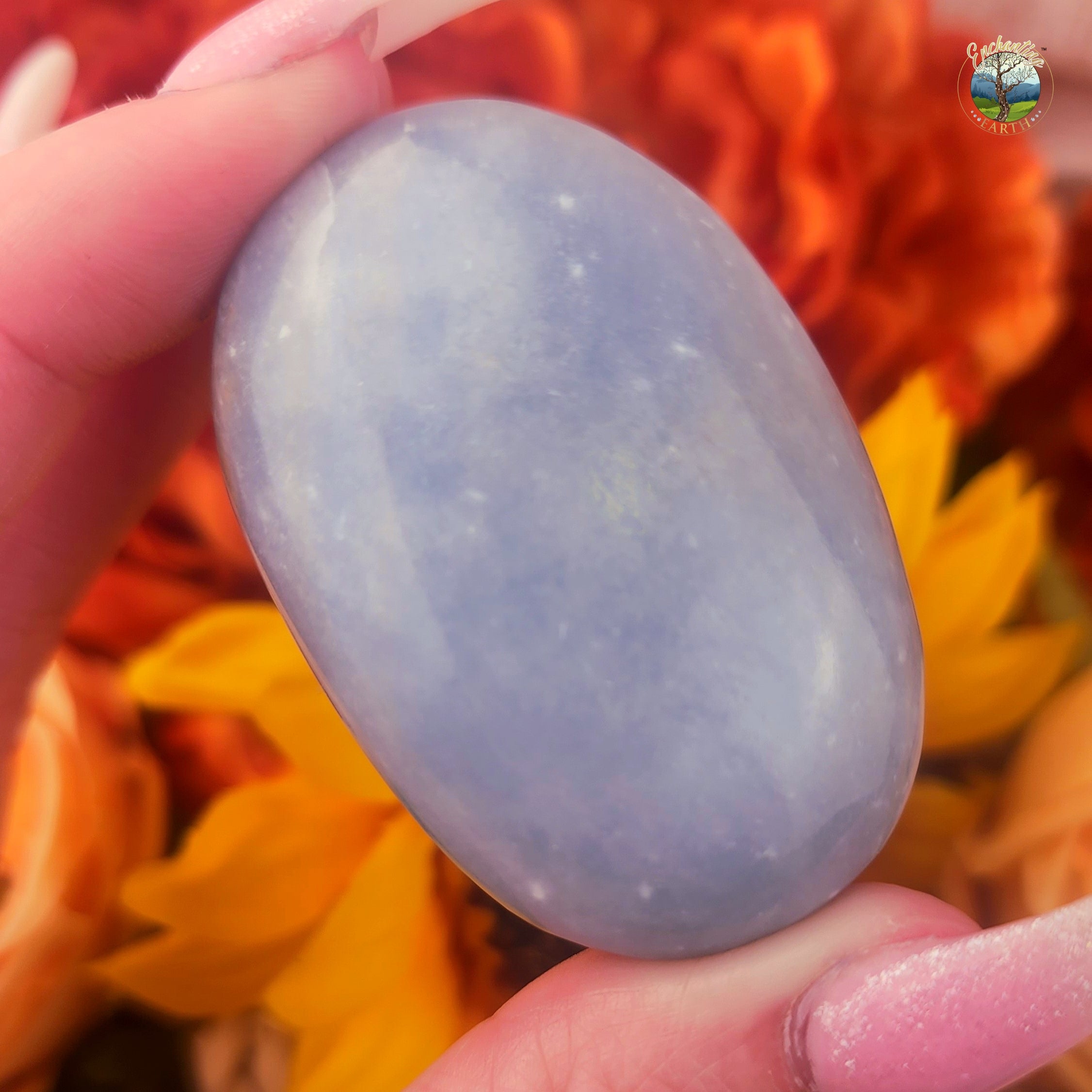Angelite Palm Stone for Communication and Connection with Angels