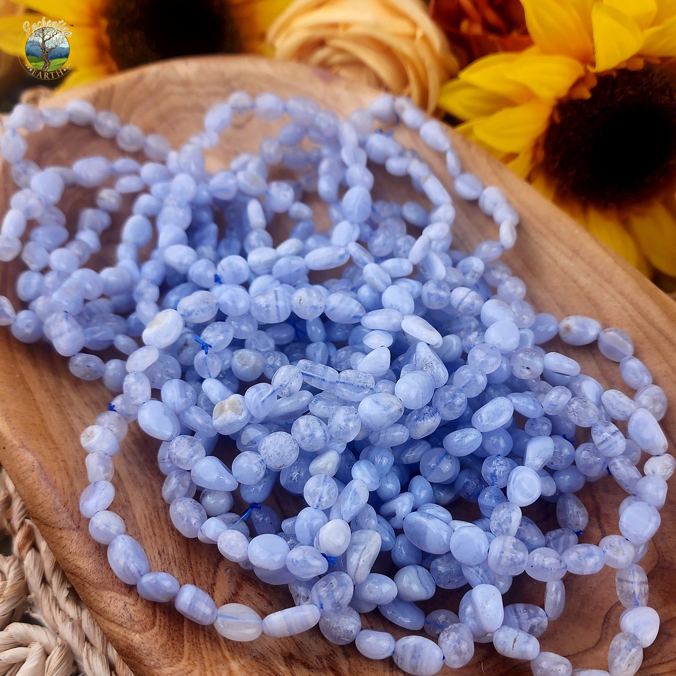 Blue Lace Agate Nugget Bracelet for Communication and Peace