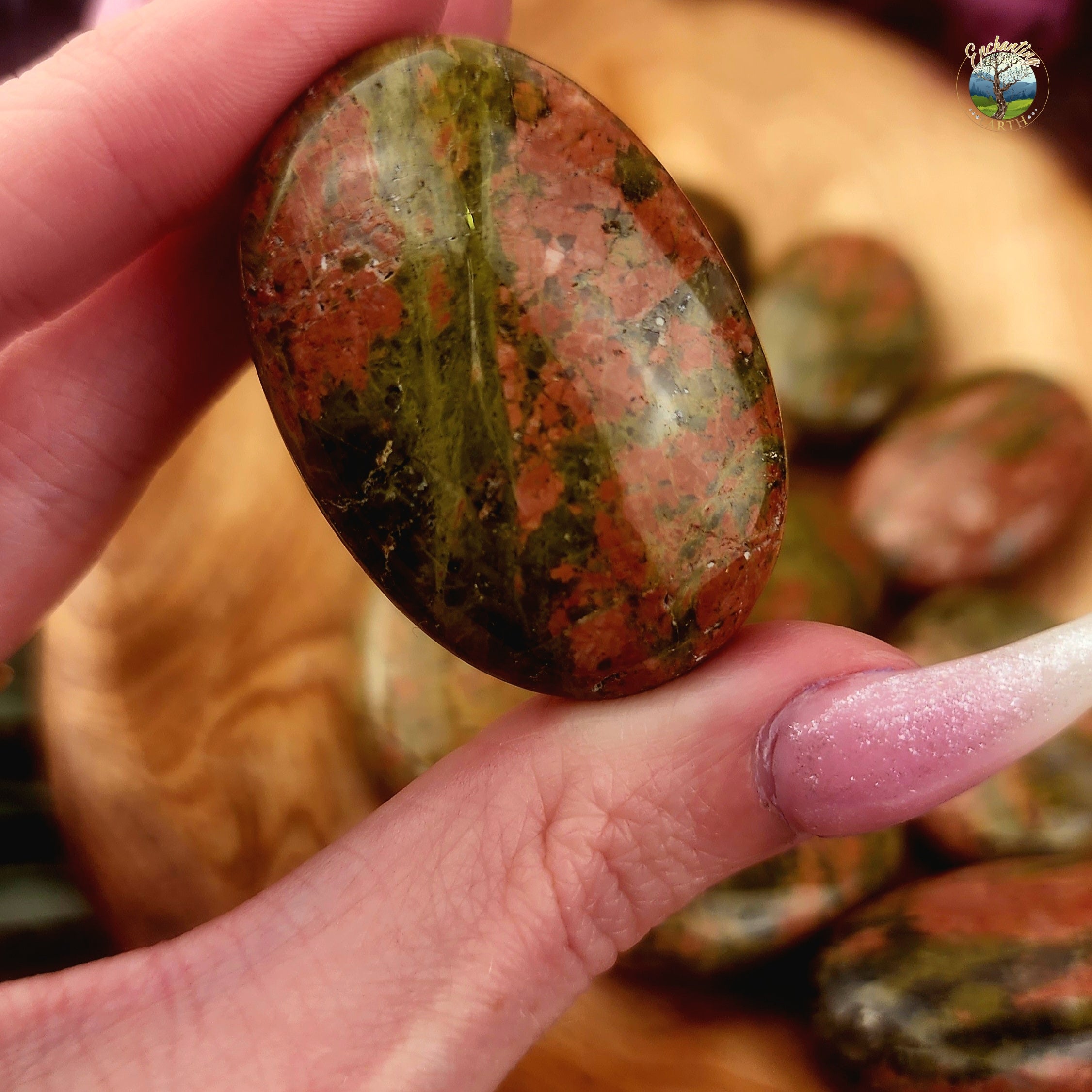 Unakite Palm Stone for Balance, Emotional Healing and Releasing Bad Habits