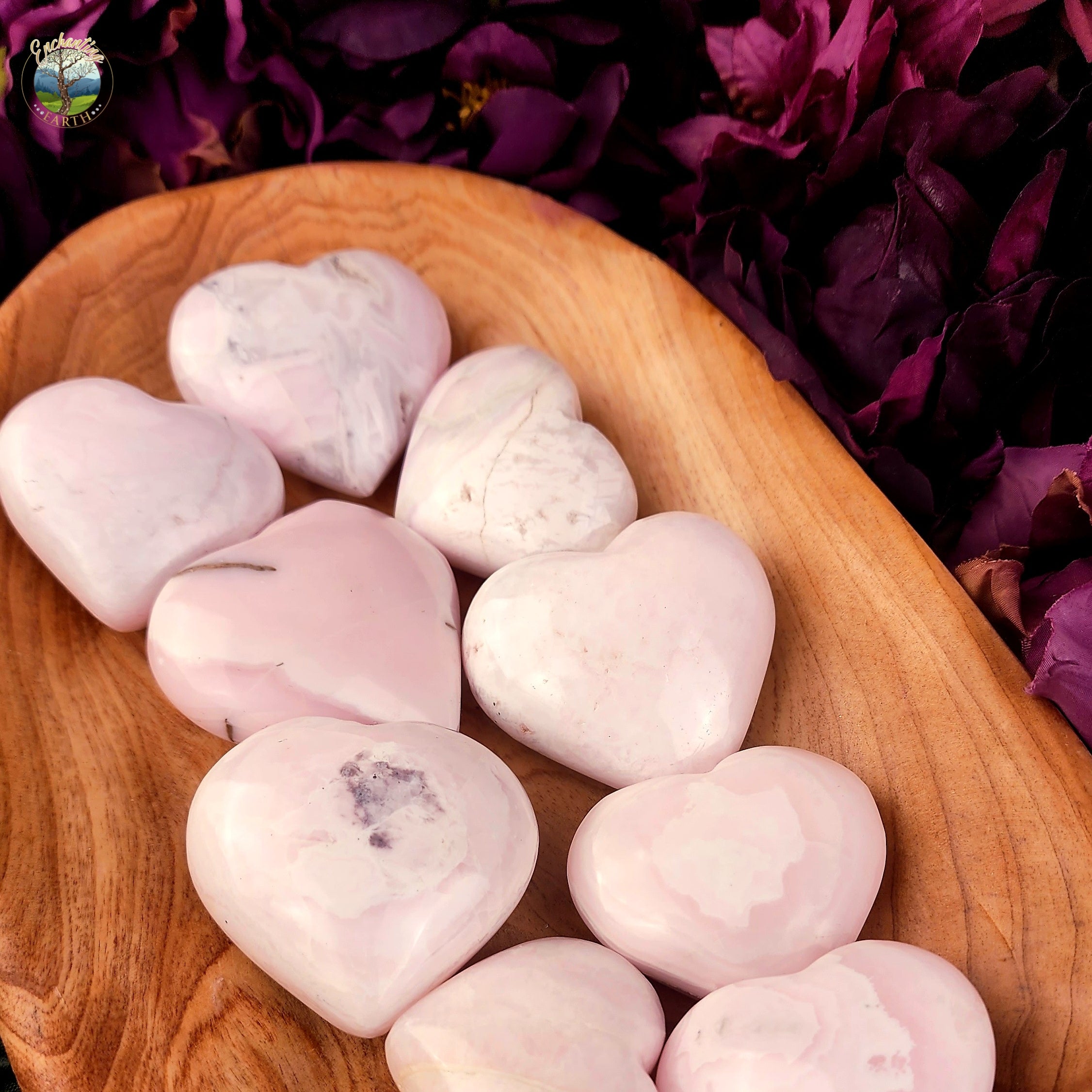 Mangano Pink Calcite Heart for Forgiveness, Grief and Emotional Healing