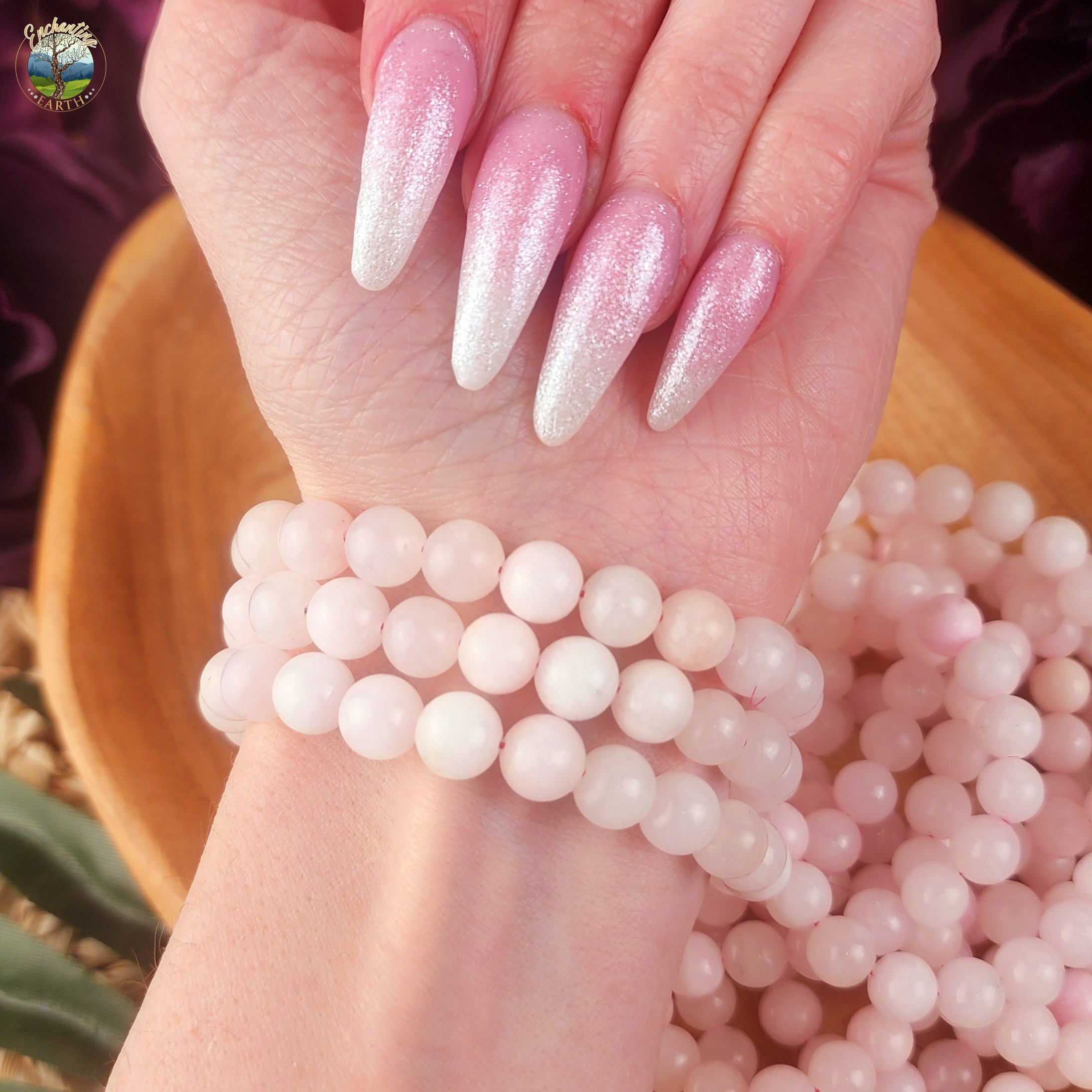 Pink Calcite Bracelet for Compassion, Conflict Resolution and Emotional Healing