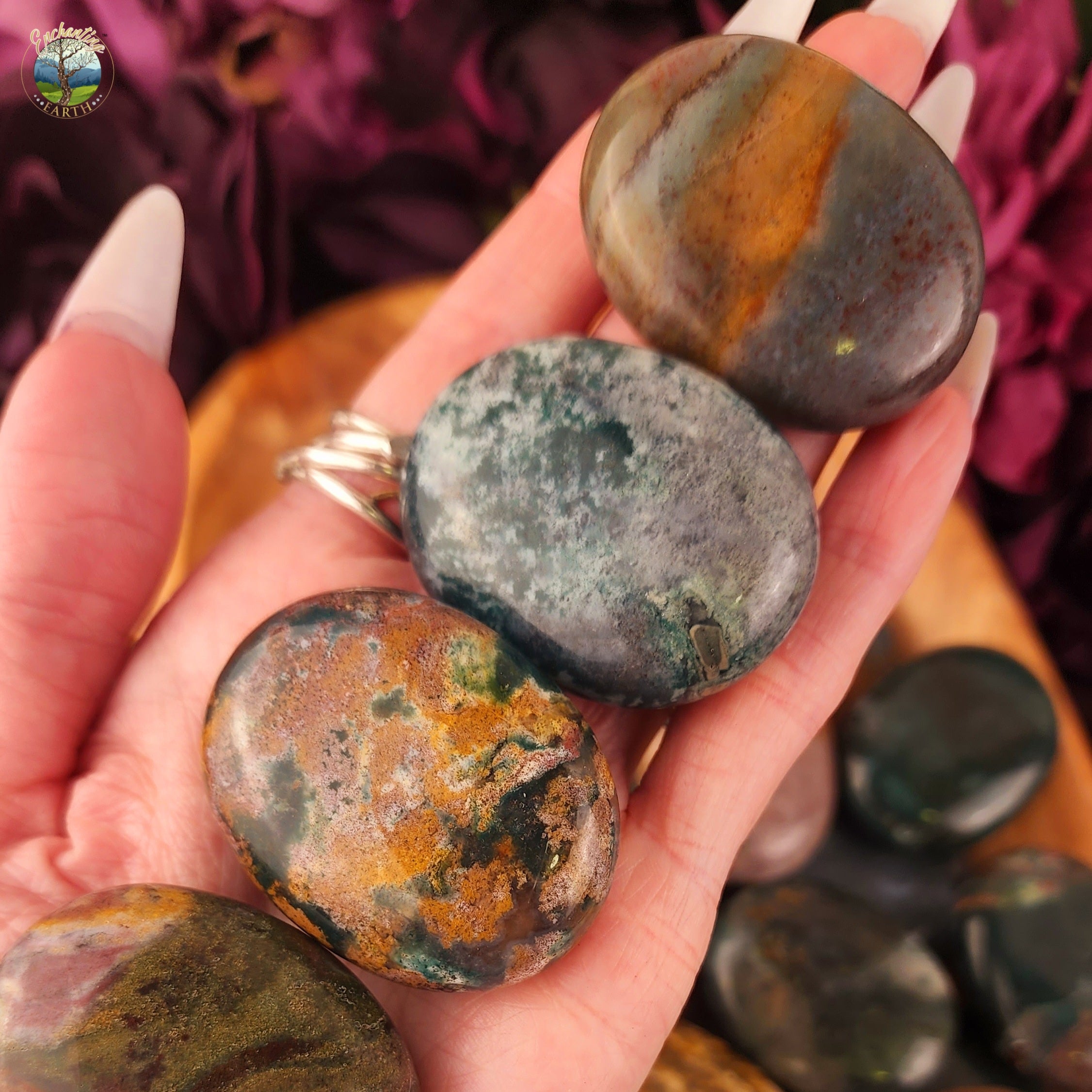 Orbicular Jasper Palm Stone for Joy and Relaxation