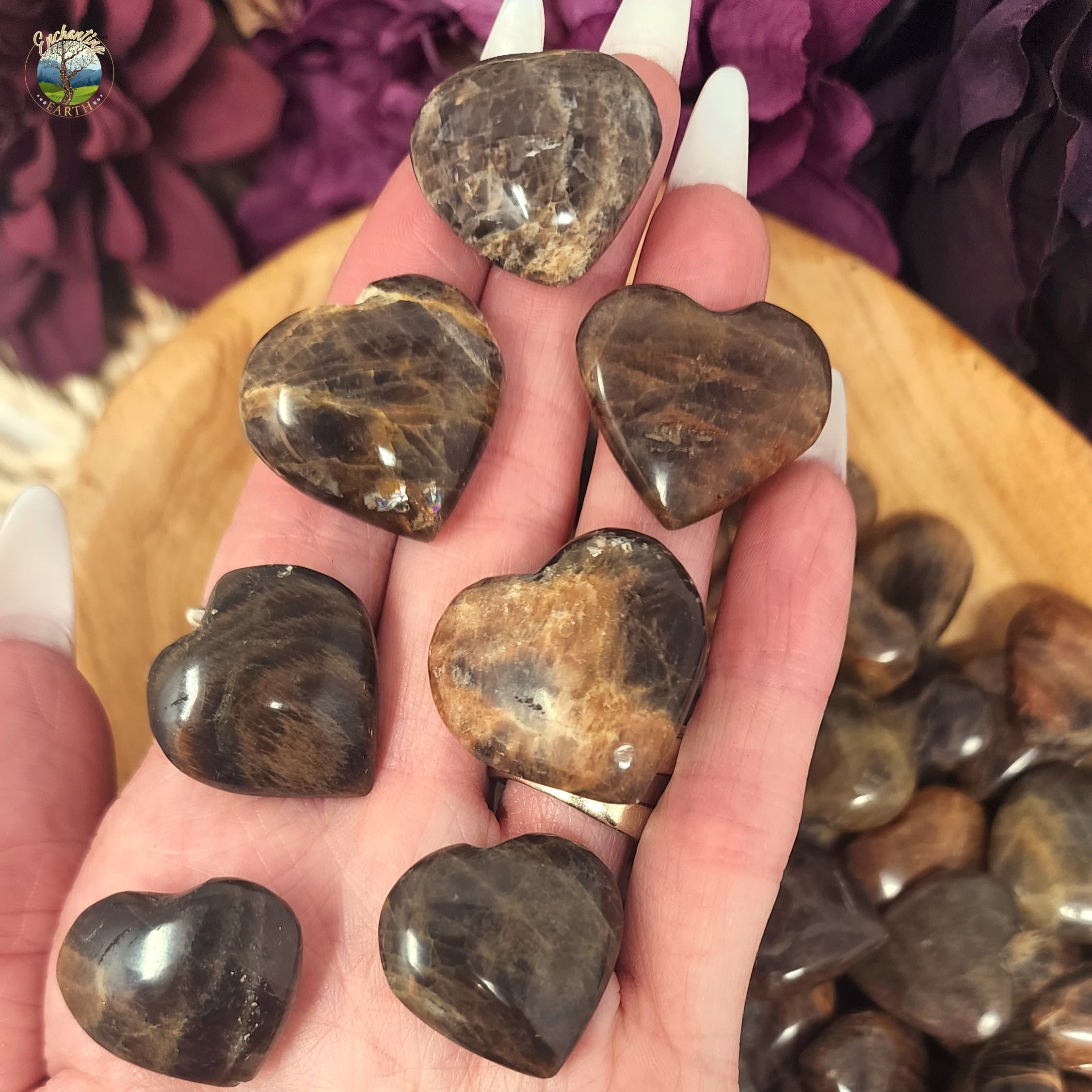 Black Moonstone Heart for New Beginnings and Protection