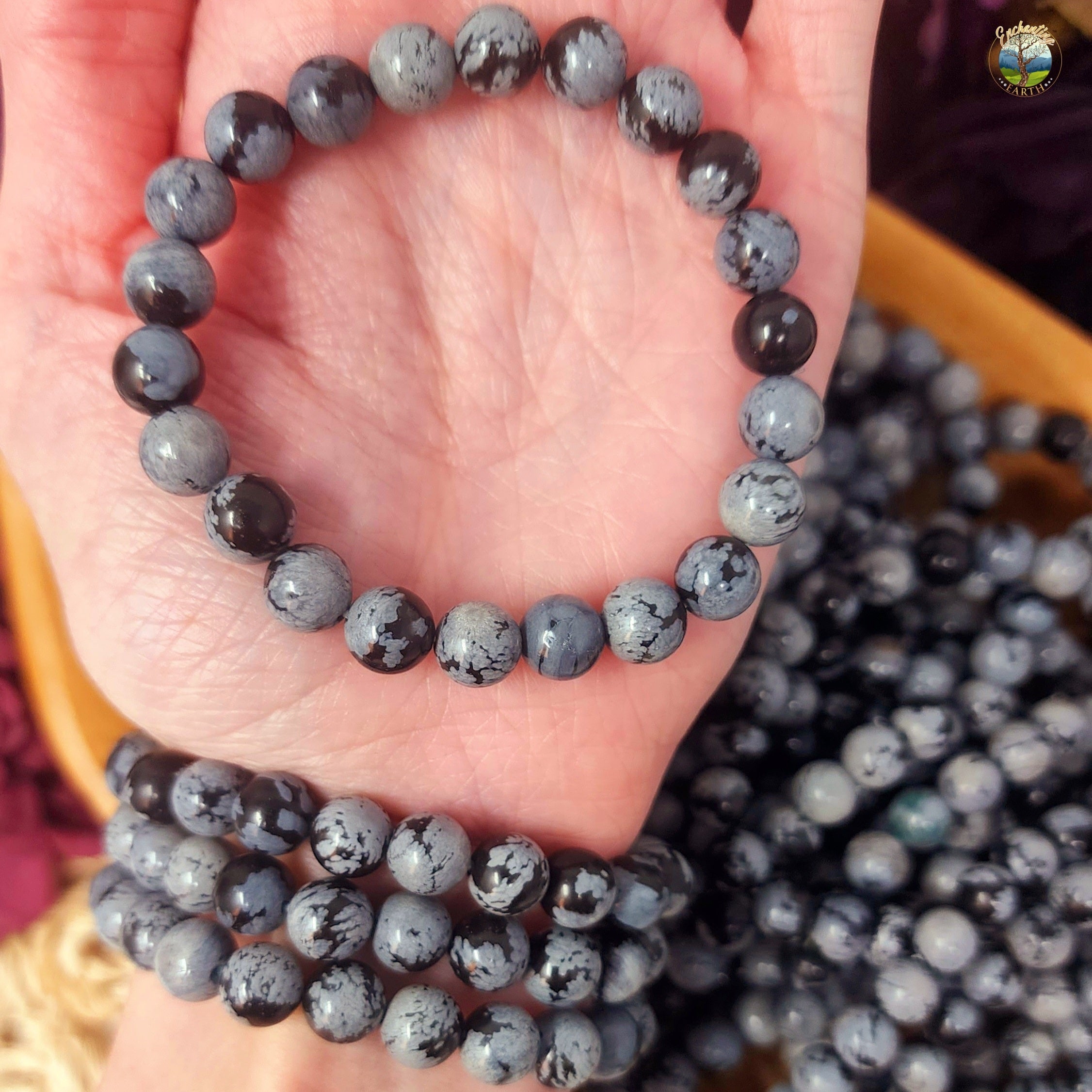 Snowflake Obsidian Bracelet for Insight, Protection and Transformation