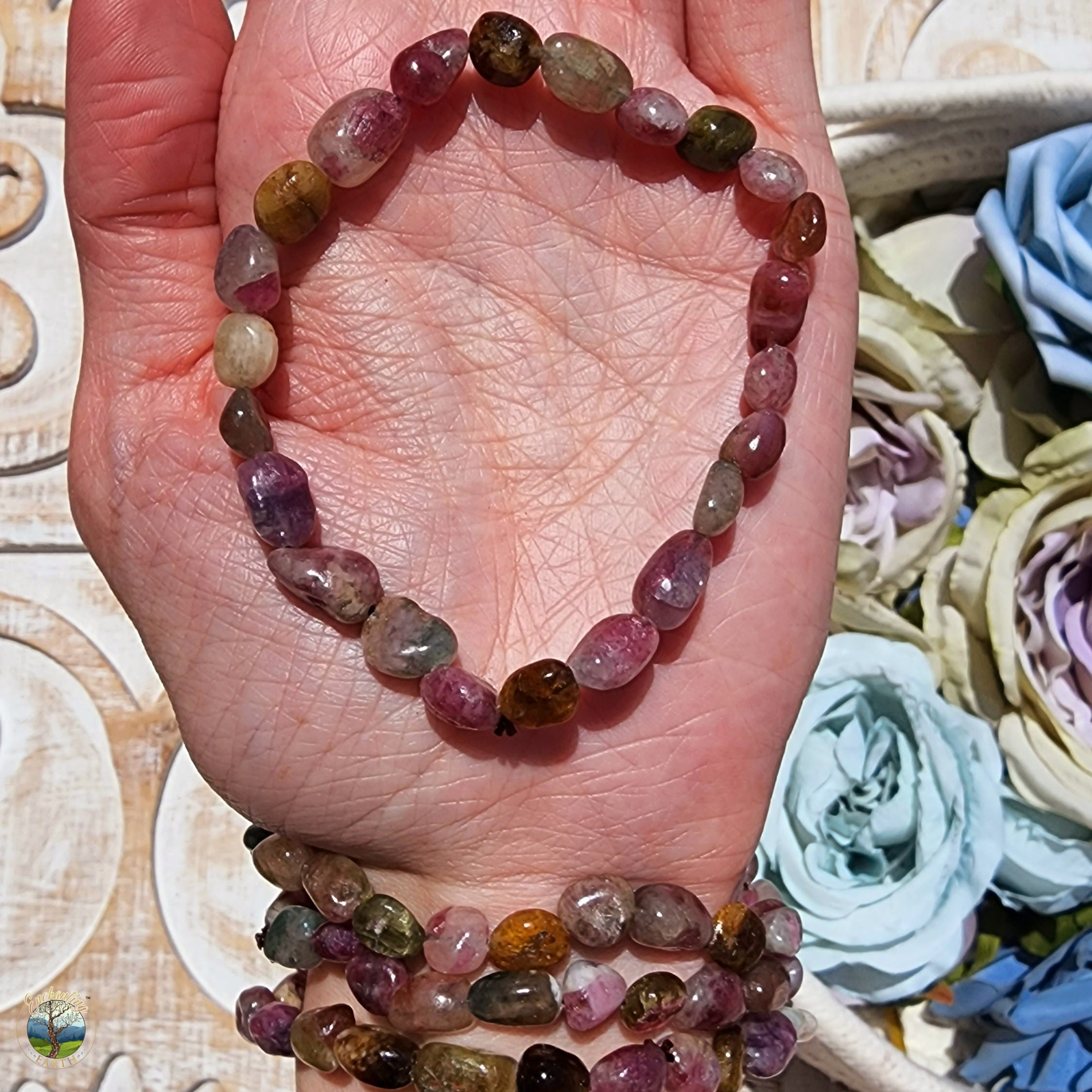 Tourmaline Mix Nugget Bracelet for Joy and Protection