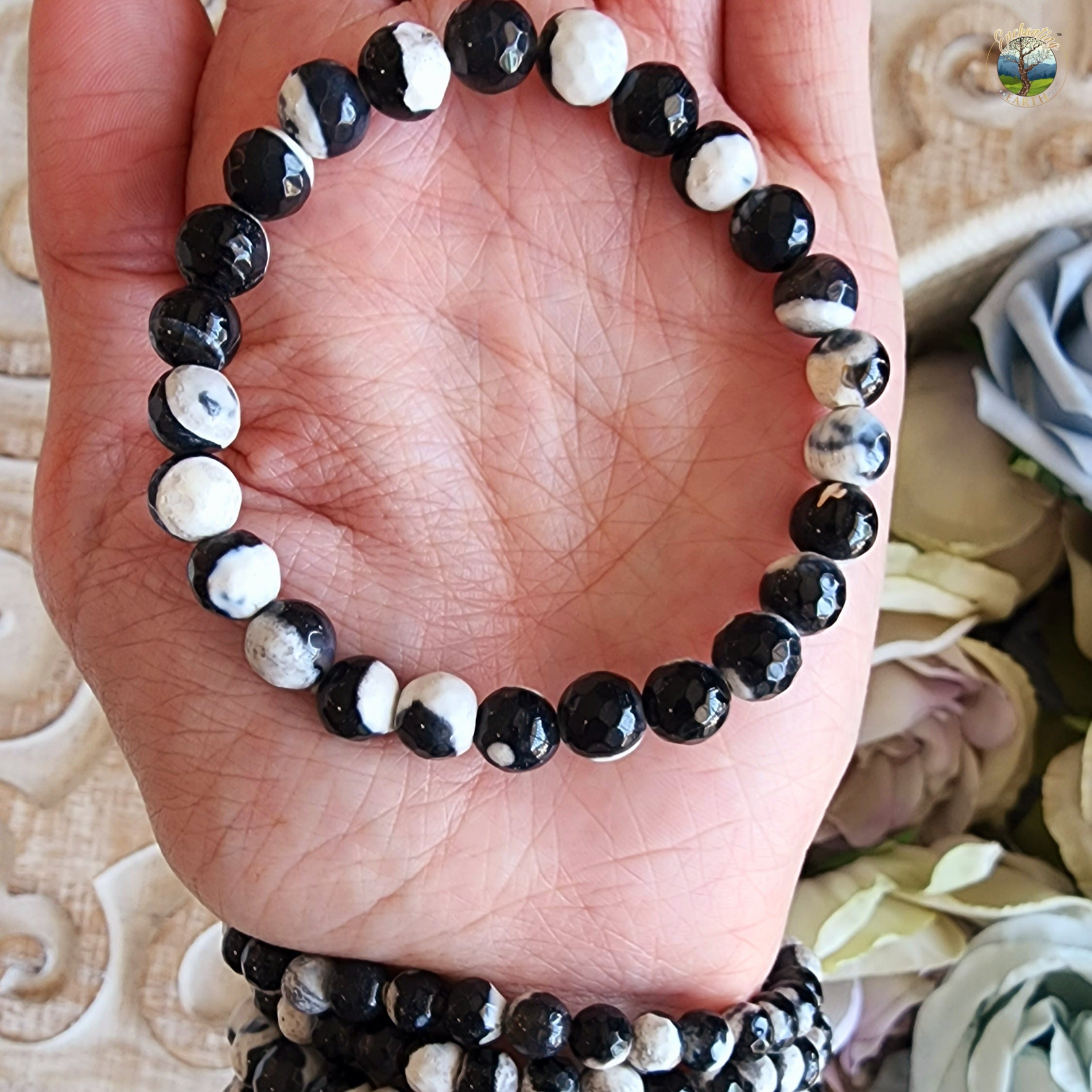Orca Agate Faceted Bracelet for Abundance, Peace and Truth