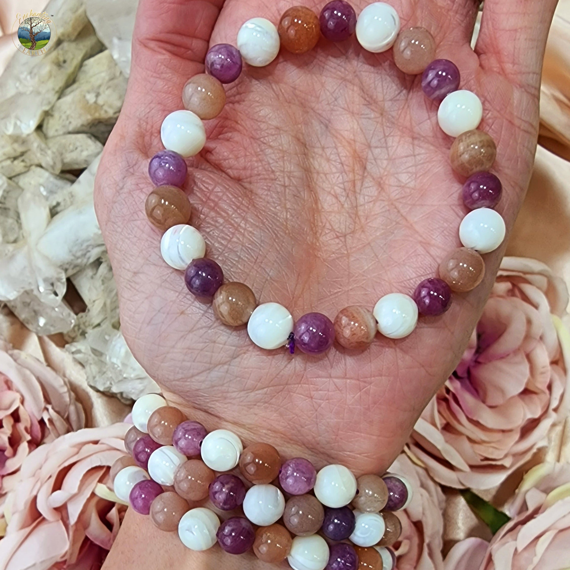 Cancer Bracelet (Moonstone, Mother of Pearl and Ruby) *High Quality* for Empowerment and Strength