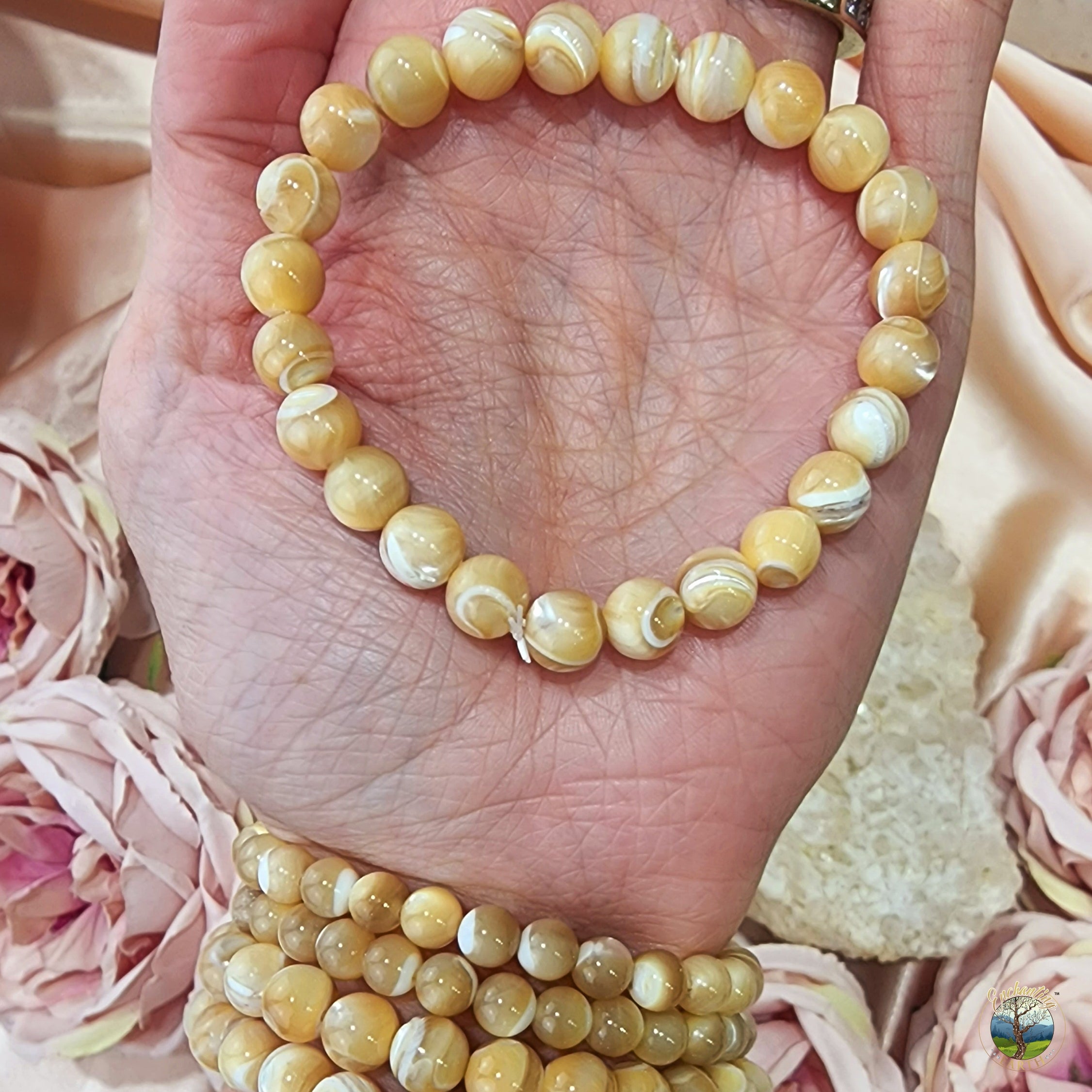 Mother of Pearl (Sand) Bracelet for Calm Emotions, Intuition and Stress Relief