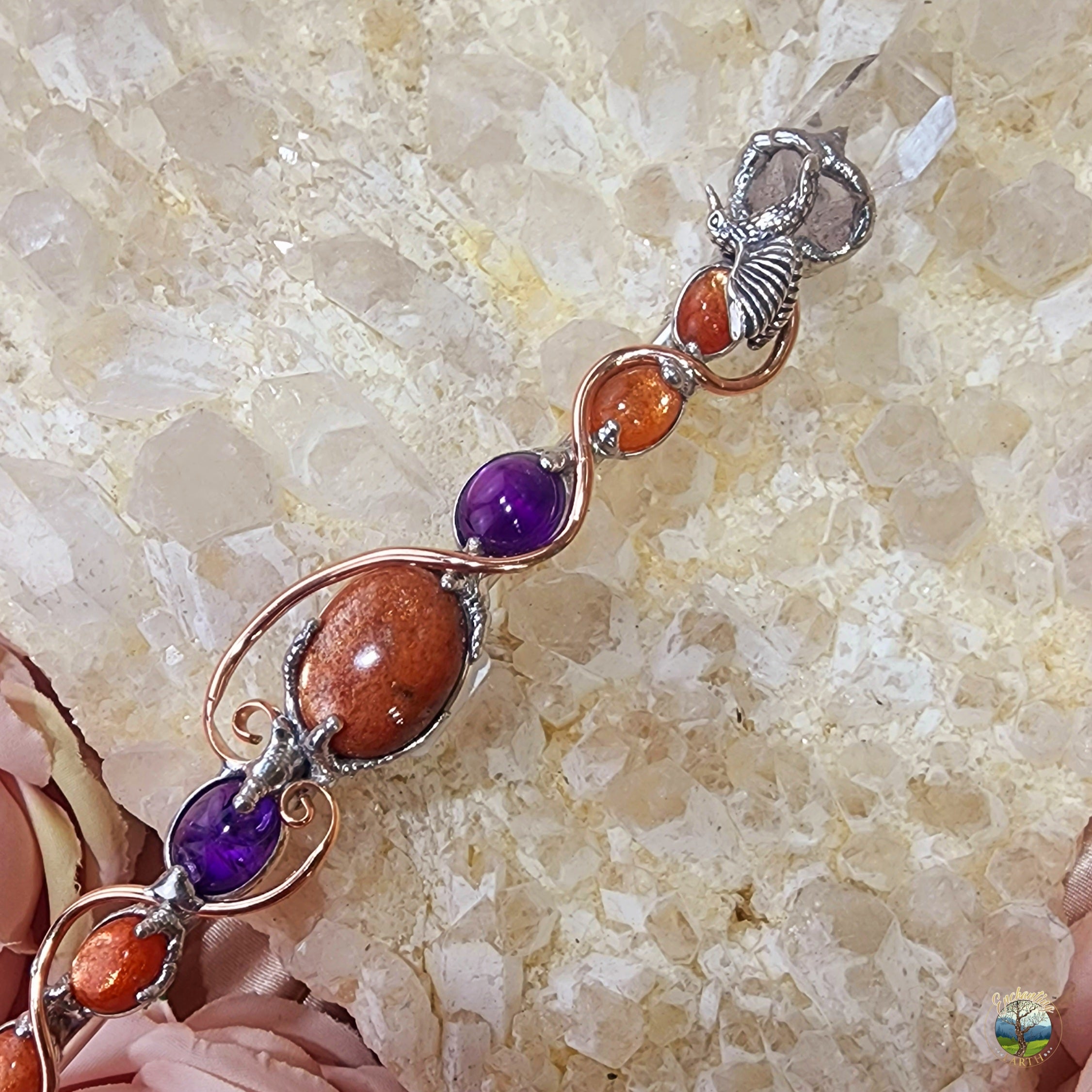 One of a Kind Collector Wand ~ Sunstone, Amethyst and Quartz