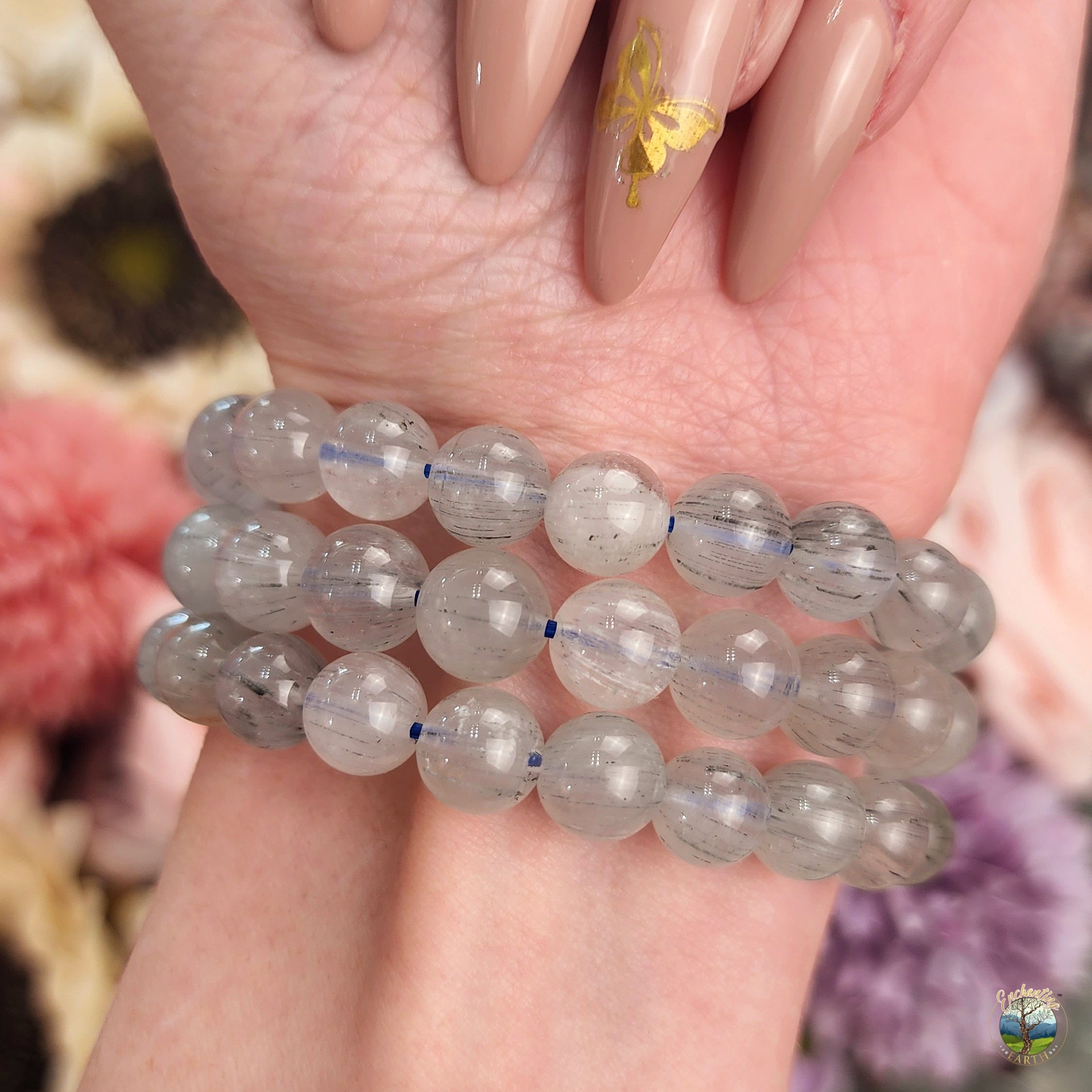 Blue Rutilated Quartz Bracelet for Improved Communication, Insight and Protection