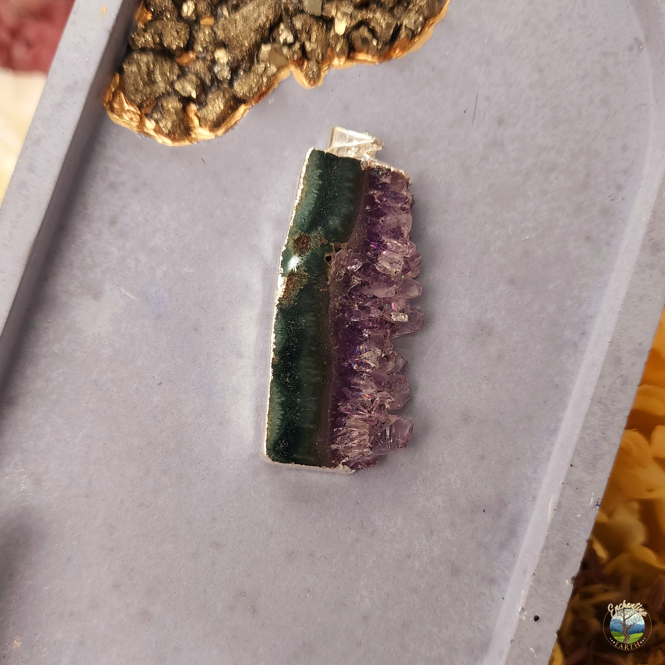 Druzy Amethyst Slice Pendant for Intuition and Protection
