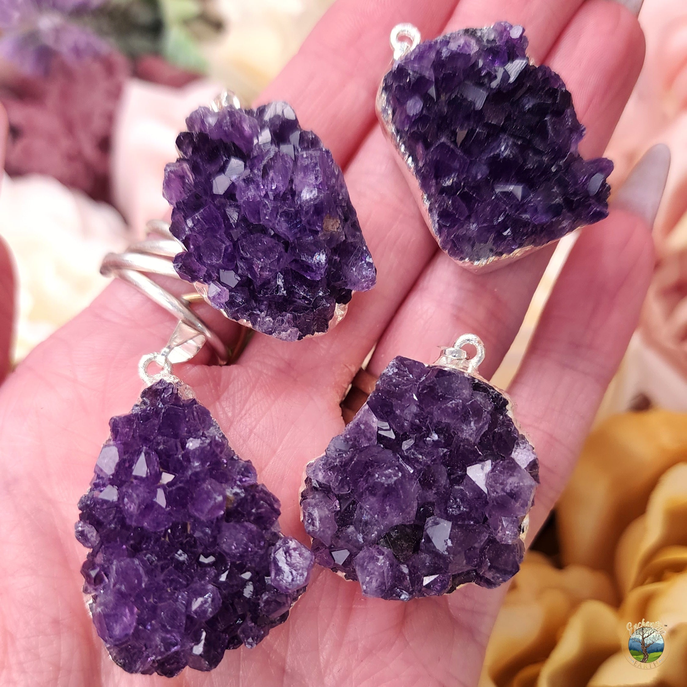 Druzy Amethyst Pendant for Intuition and Protection