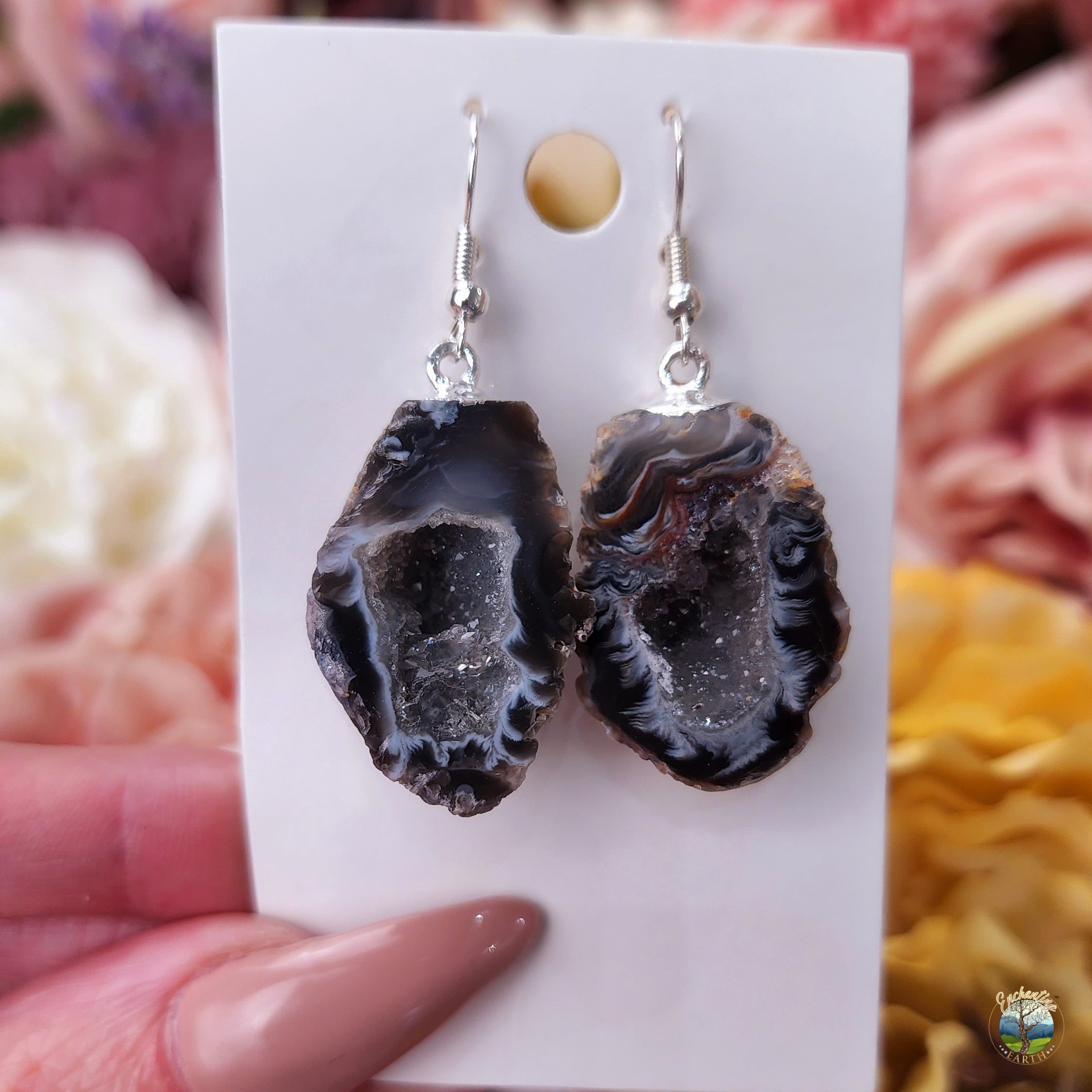 Druzy Geode Earrings for Grounding and Protection