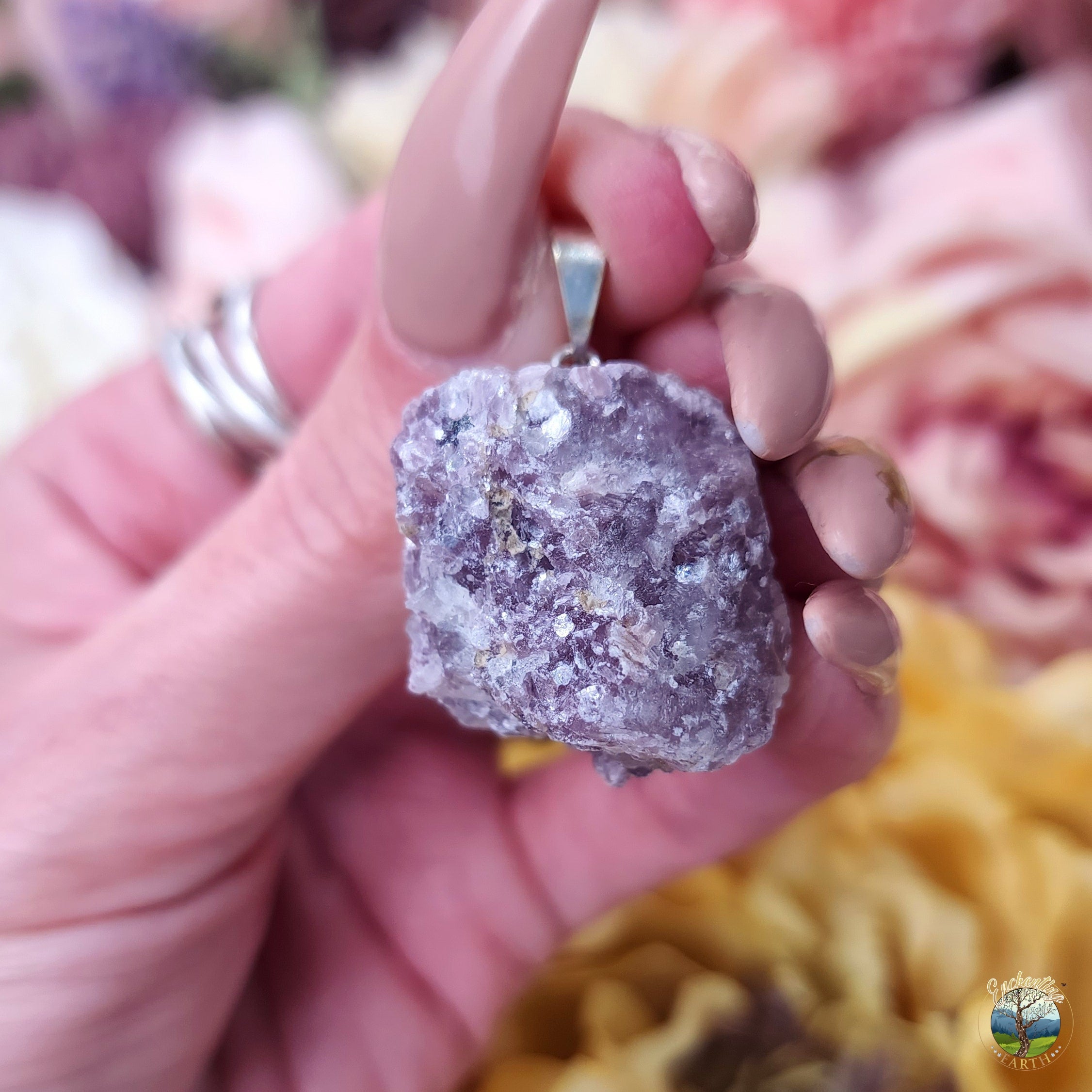 Lepidolite Raw Pendant for Stress Relief