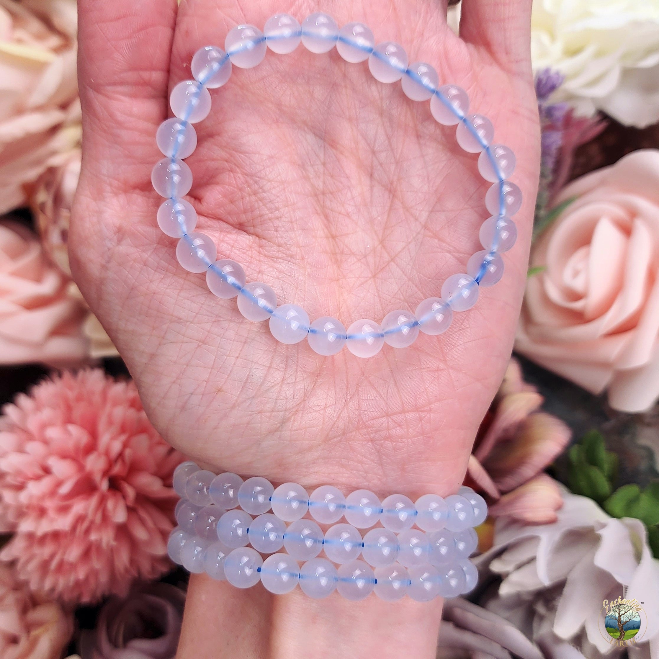 Blue Chalcedony Bracelet (AAA Grade) for Anxiety and Stress Relief