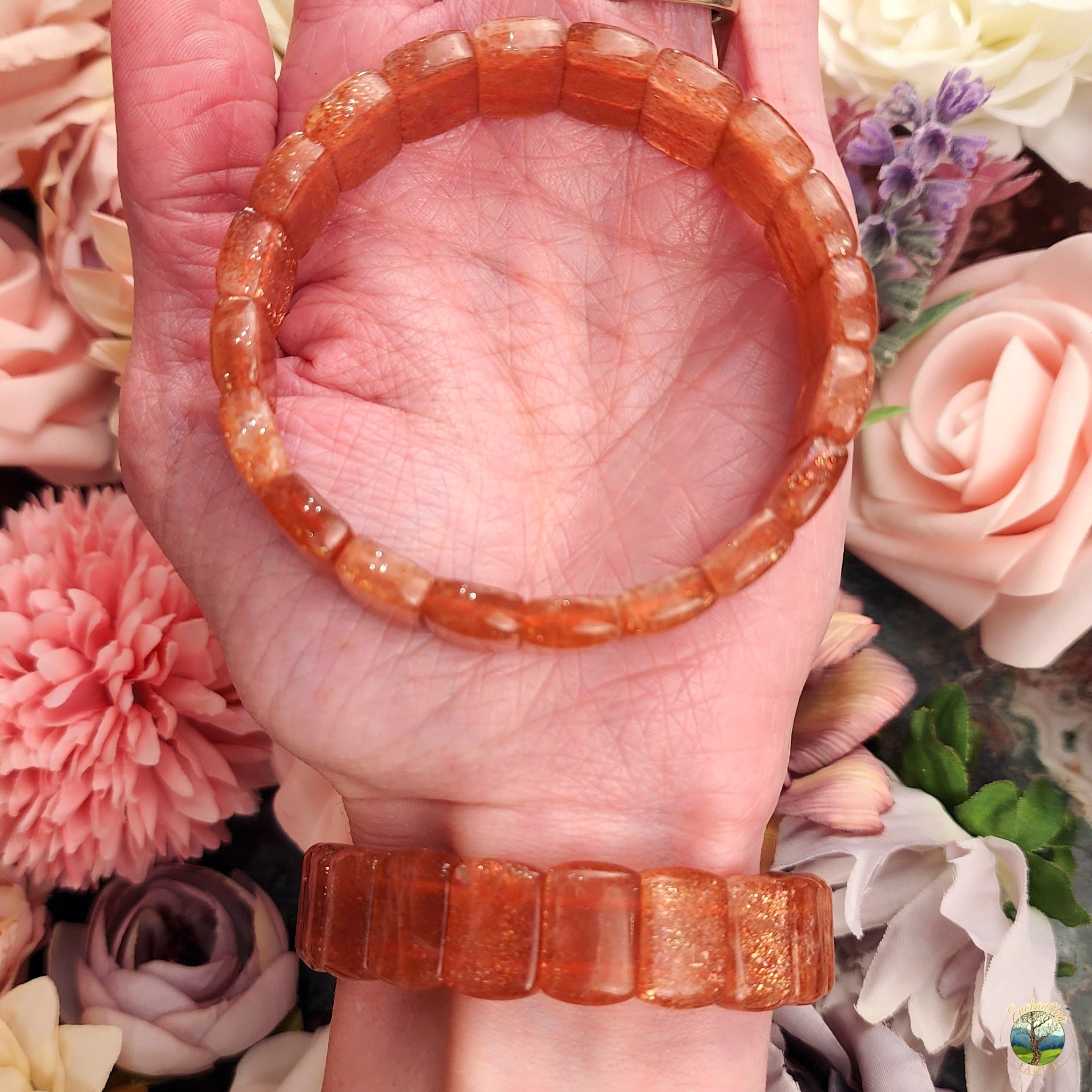 Sunstone Stretchy Bangle Bracelet (AAA Grade) for Confidence, Joy, Leadership and Strength