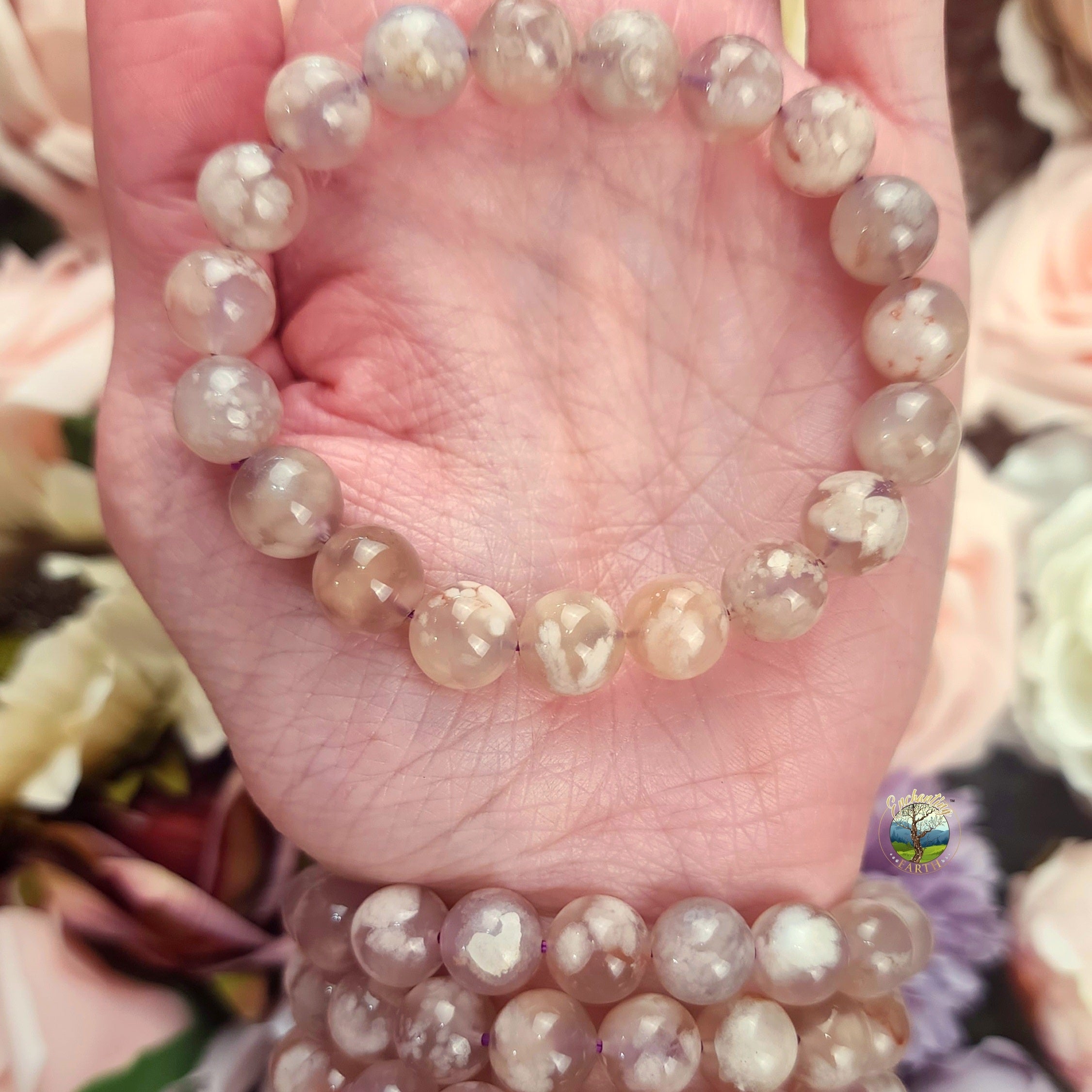 Flower Agate in Purple Chalcedony Bracelet for Blossoming into your Full Potential