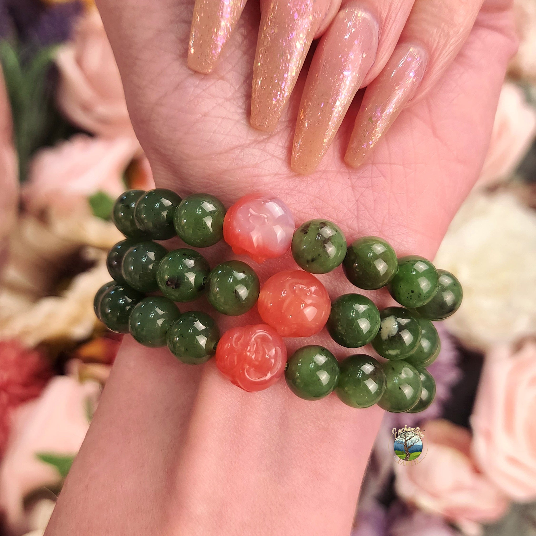 Jade with Yanyuan Agate Buddha Bracelet for Abundance, Health and Protection