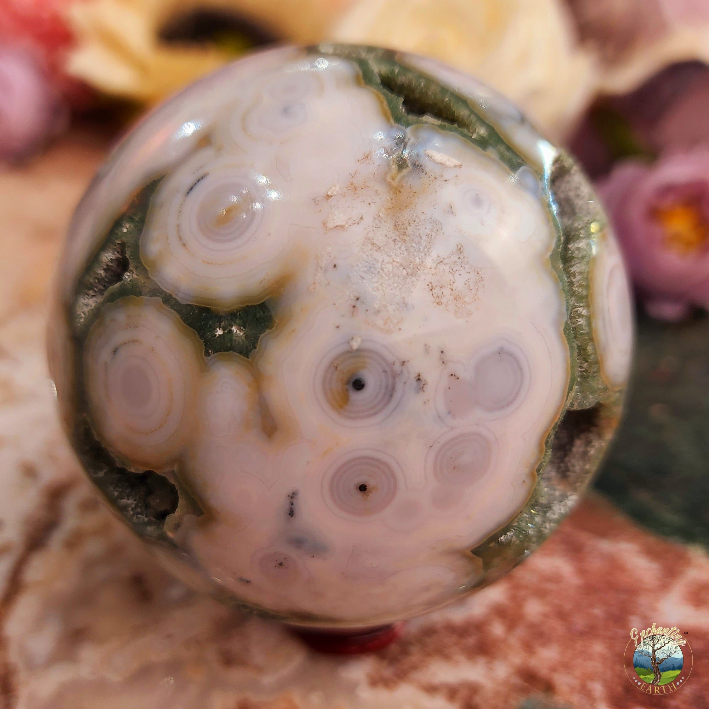 Ocean Jasper Sphere with tons of druzy (8th Vein, Extra Grade) for Joy and Peace