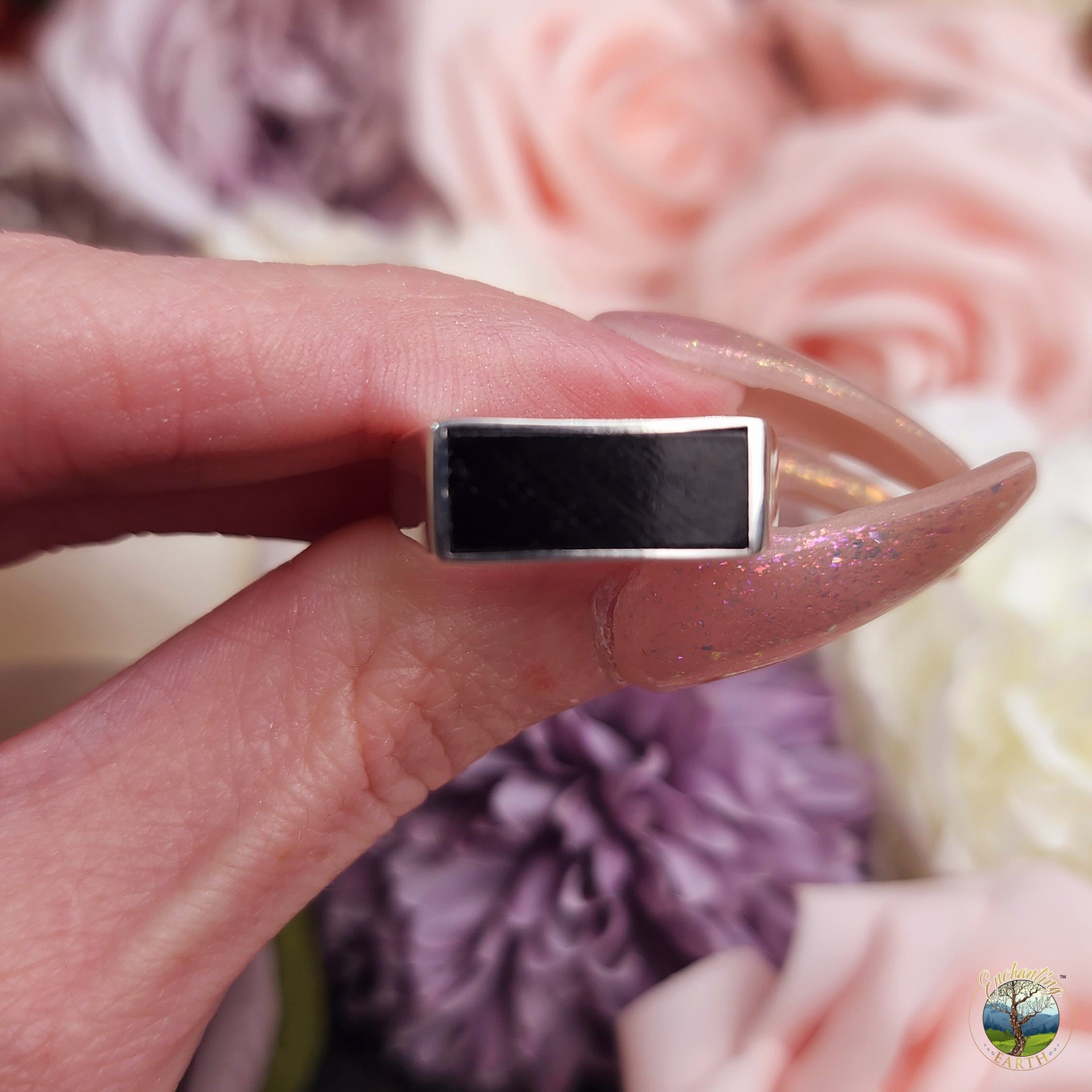 Black Tourmaline Ring .925 Silver for Protection