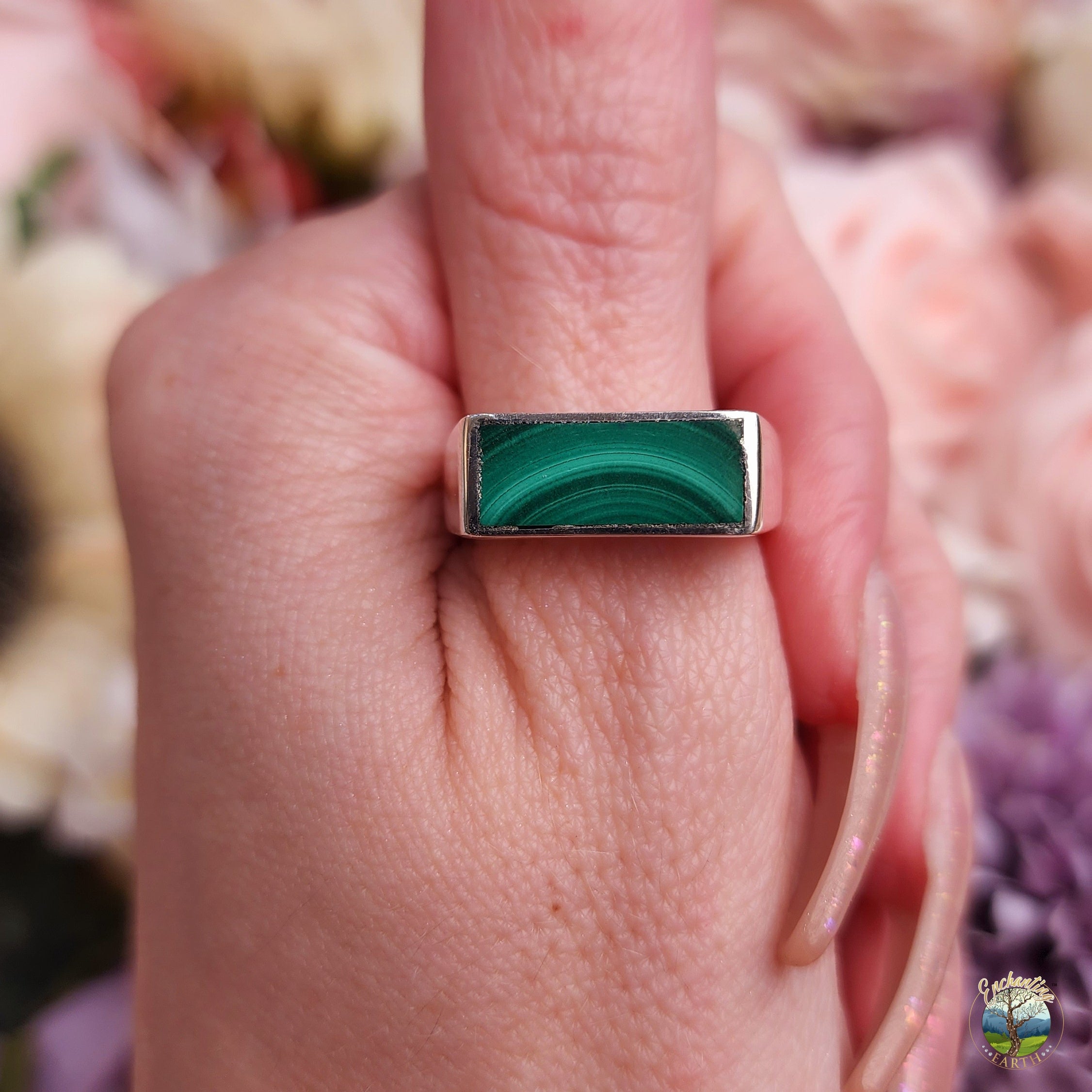 Malachite Ring .925 Silver for Transformation and Protection