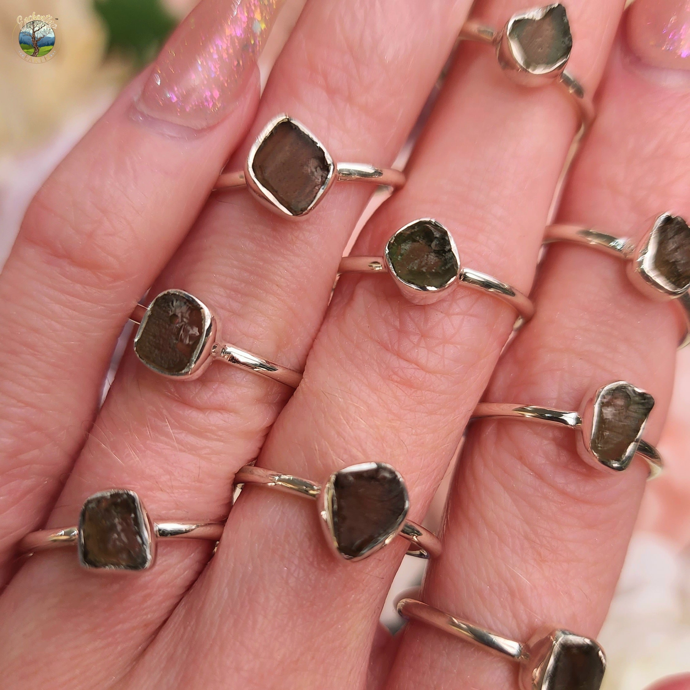 Moldavite Raw Dainty Ring .925 Silver for Creating your Dream Life